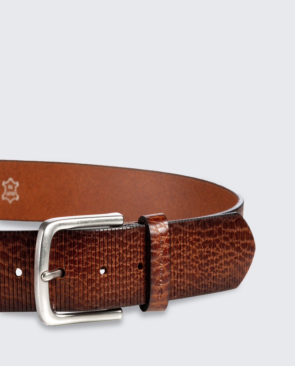 TTROY Ledergürtel mit abgerundeter Dornschließe - cognac uni - Produkt-Ansicht von oben 