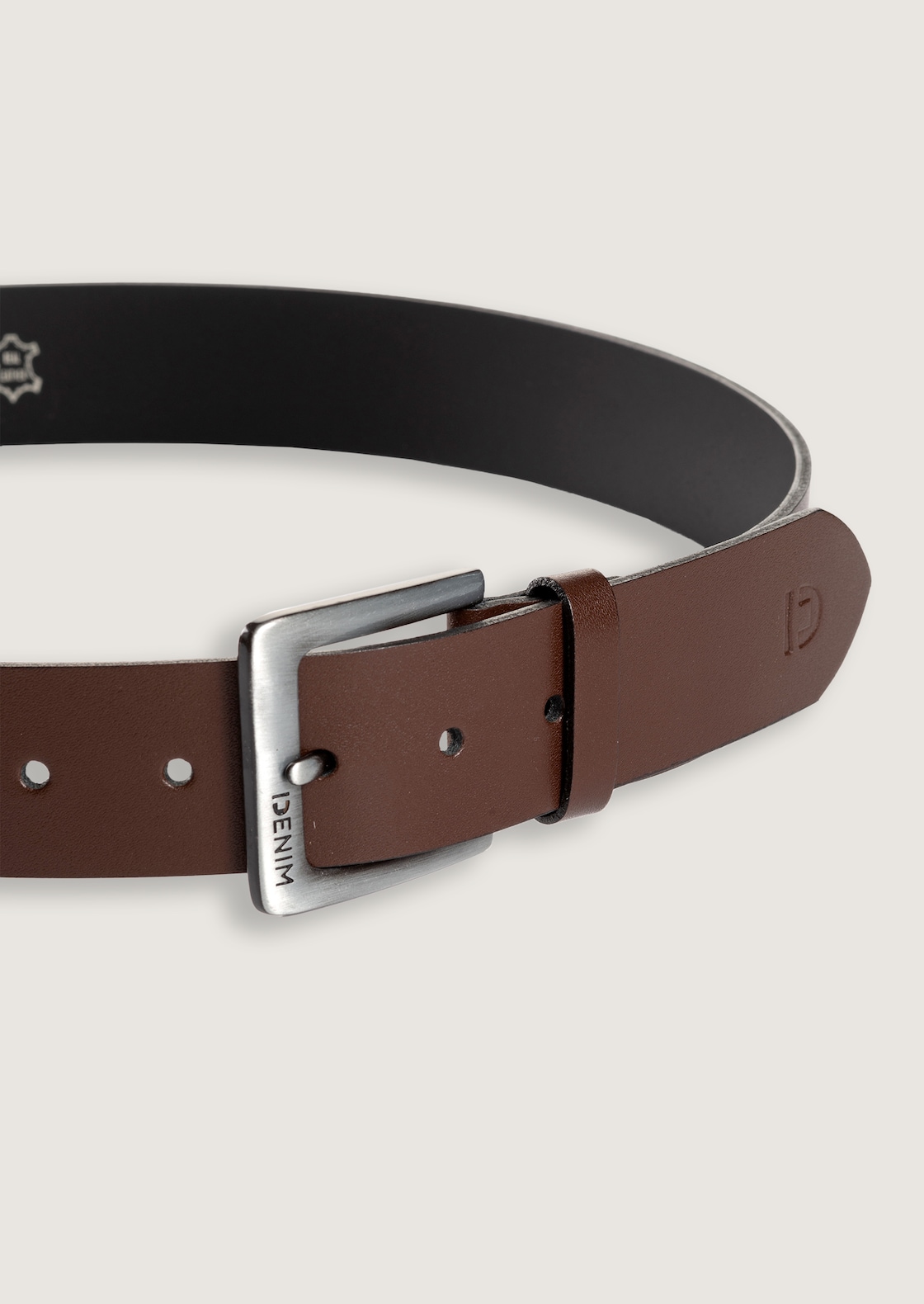 TTSAM Ledergürtel mit eckiger Dornschließe - brown uni - Produkt-Ansicht von oben 