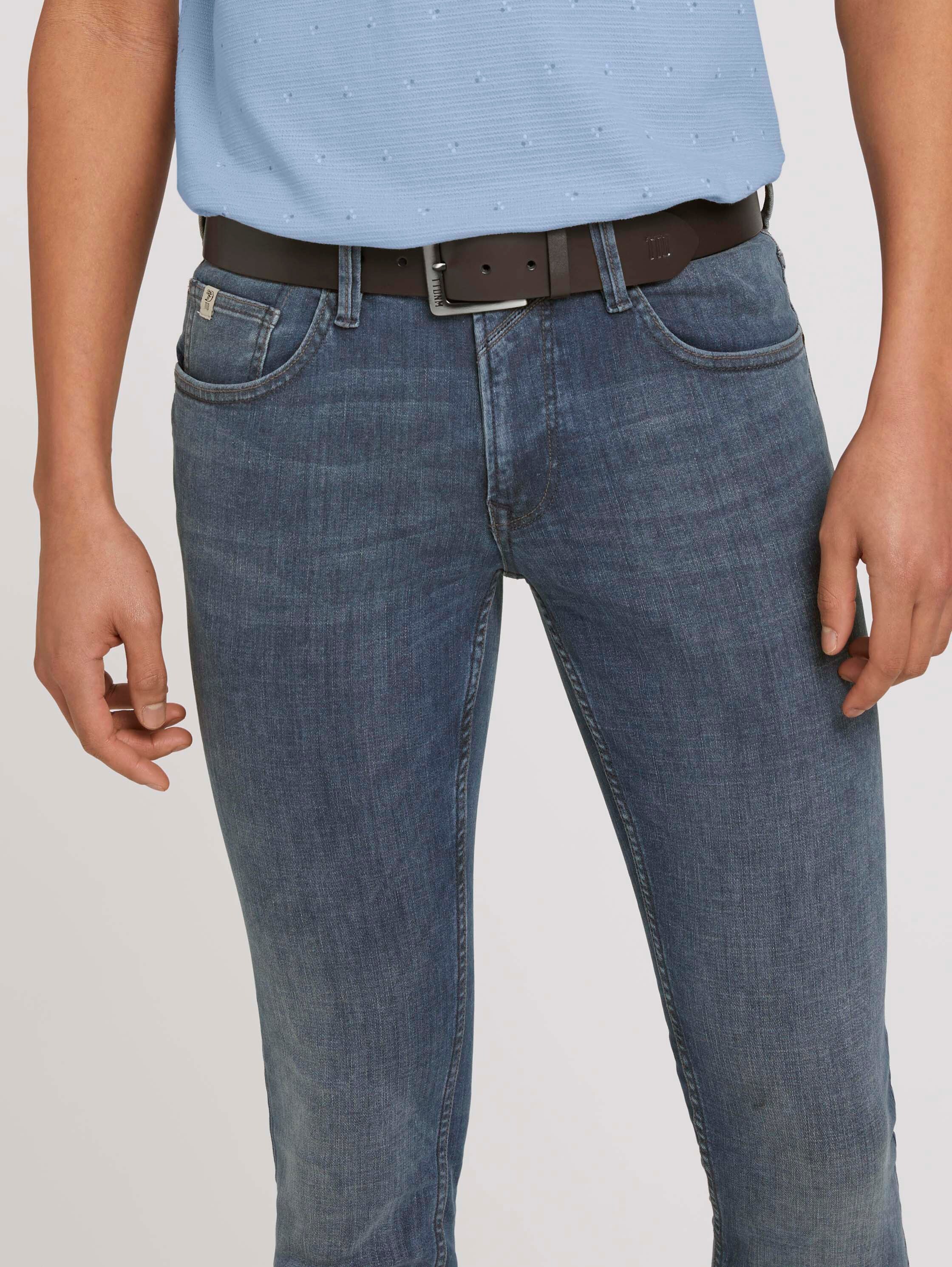 Jeansgürtel mit Lederdetails - braun - 