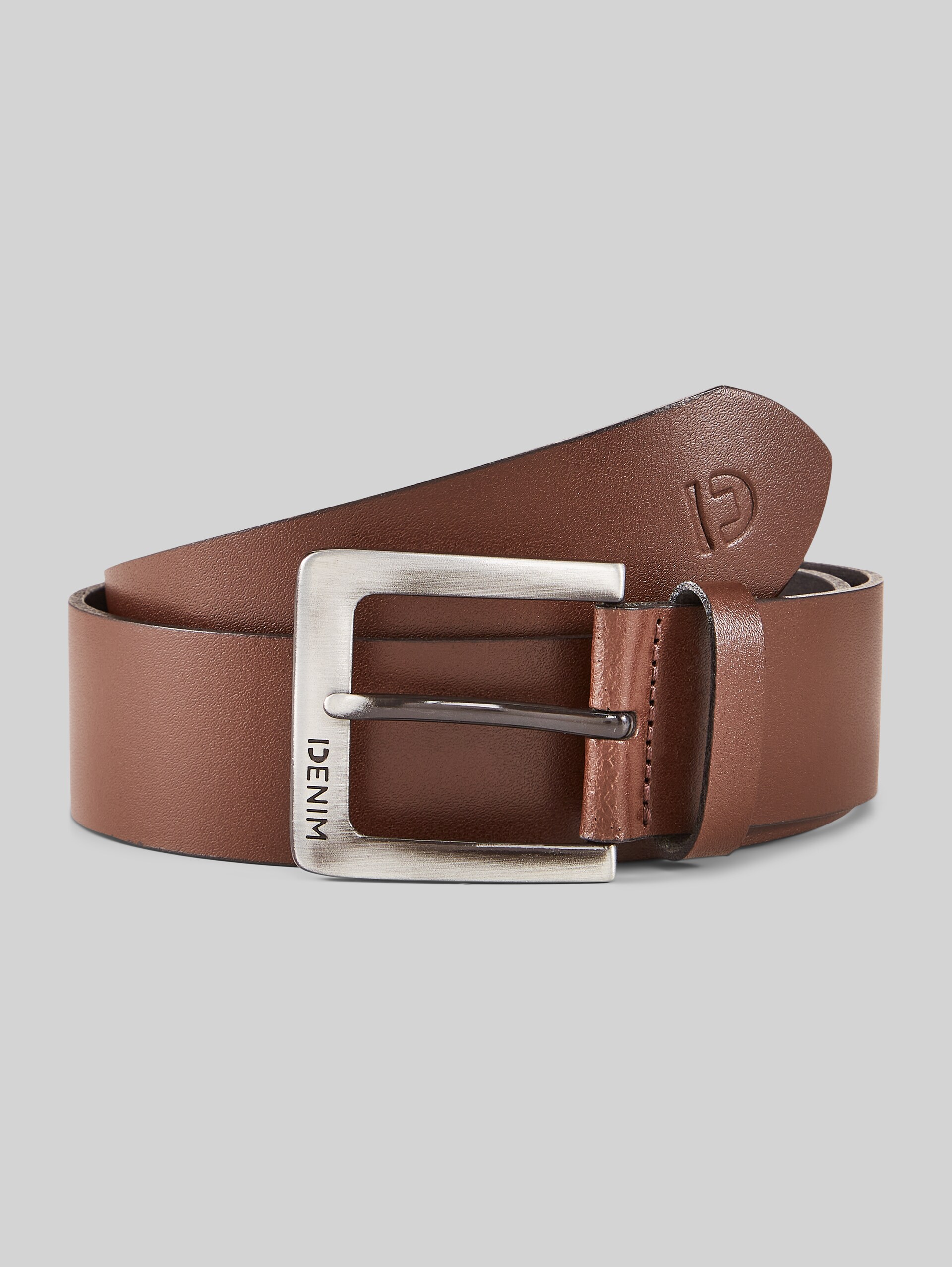 TTSAM leather belt with square pin buckle - brown uni - Front product view