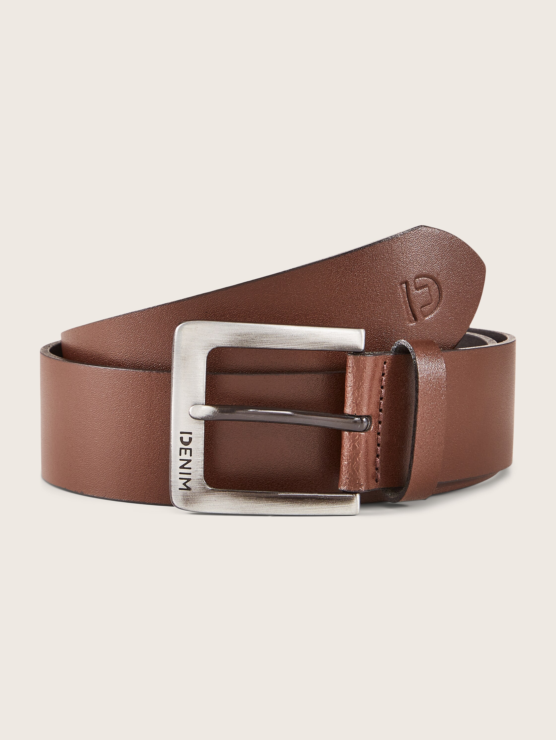 Jeansgürtel mit Lederdetails - braun - 