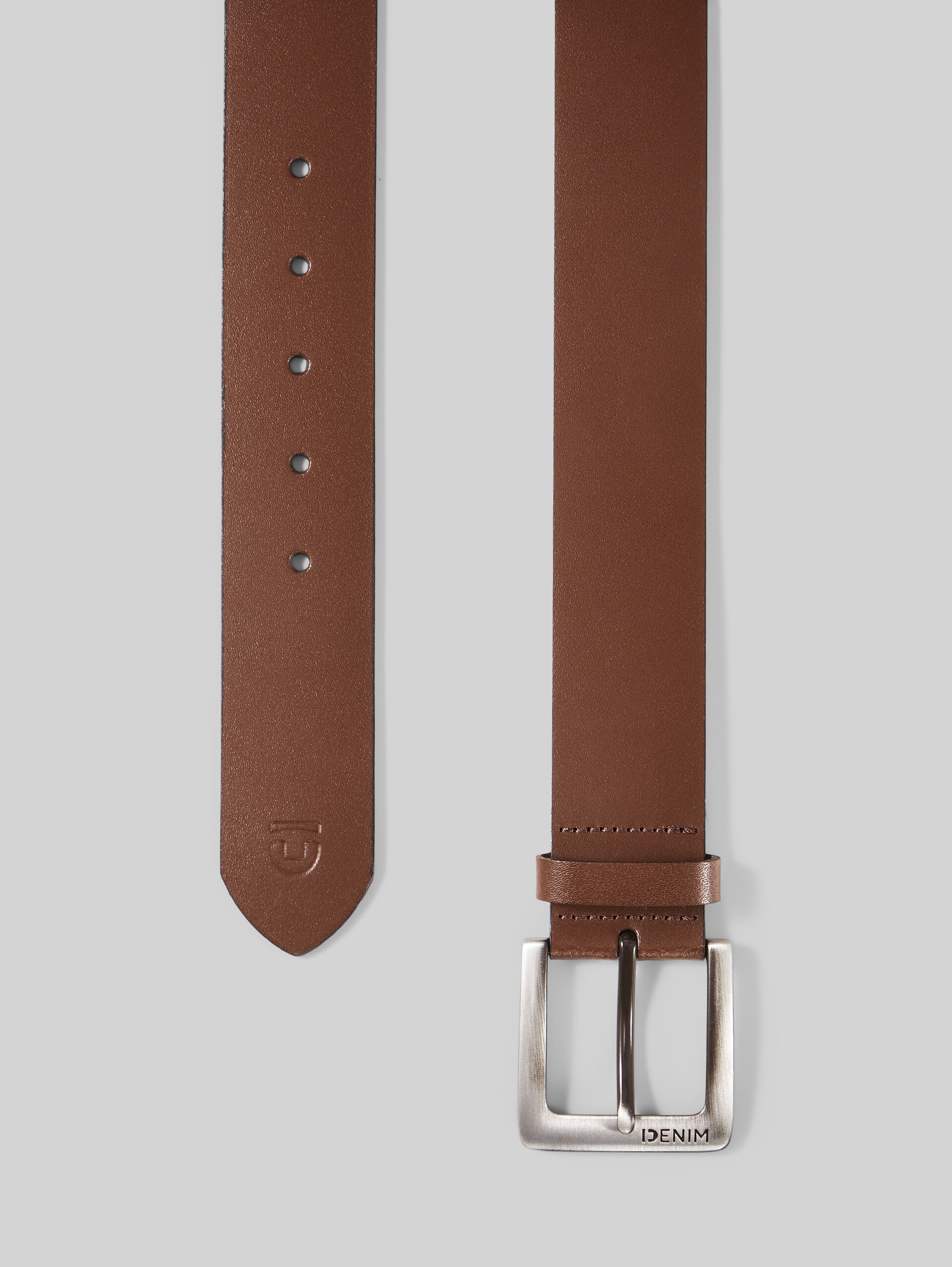 TTSAM leather belt with square pin buckle - brown uni - Product view from top 