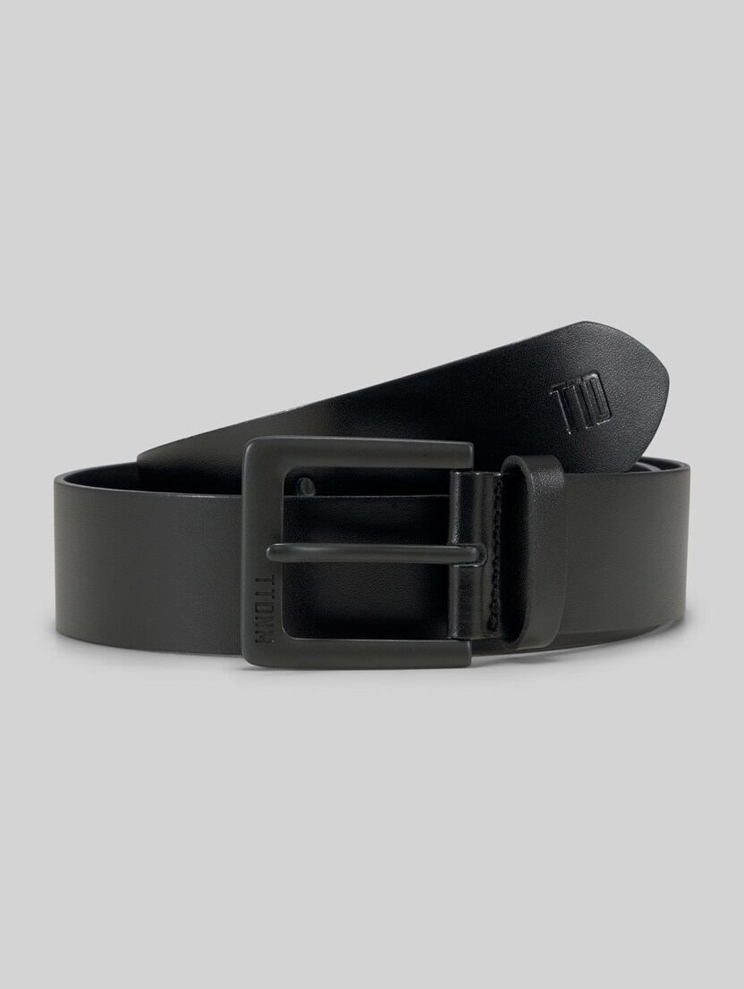 TTSAM leather belt with square pin buckle by Denim Male, black uni