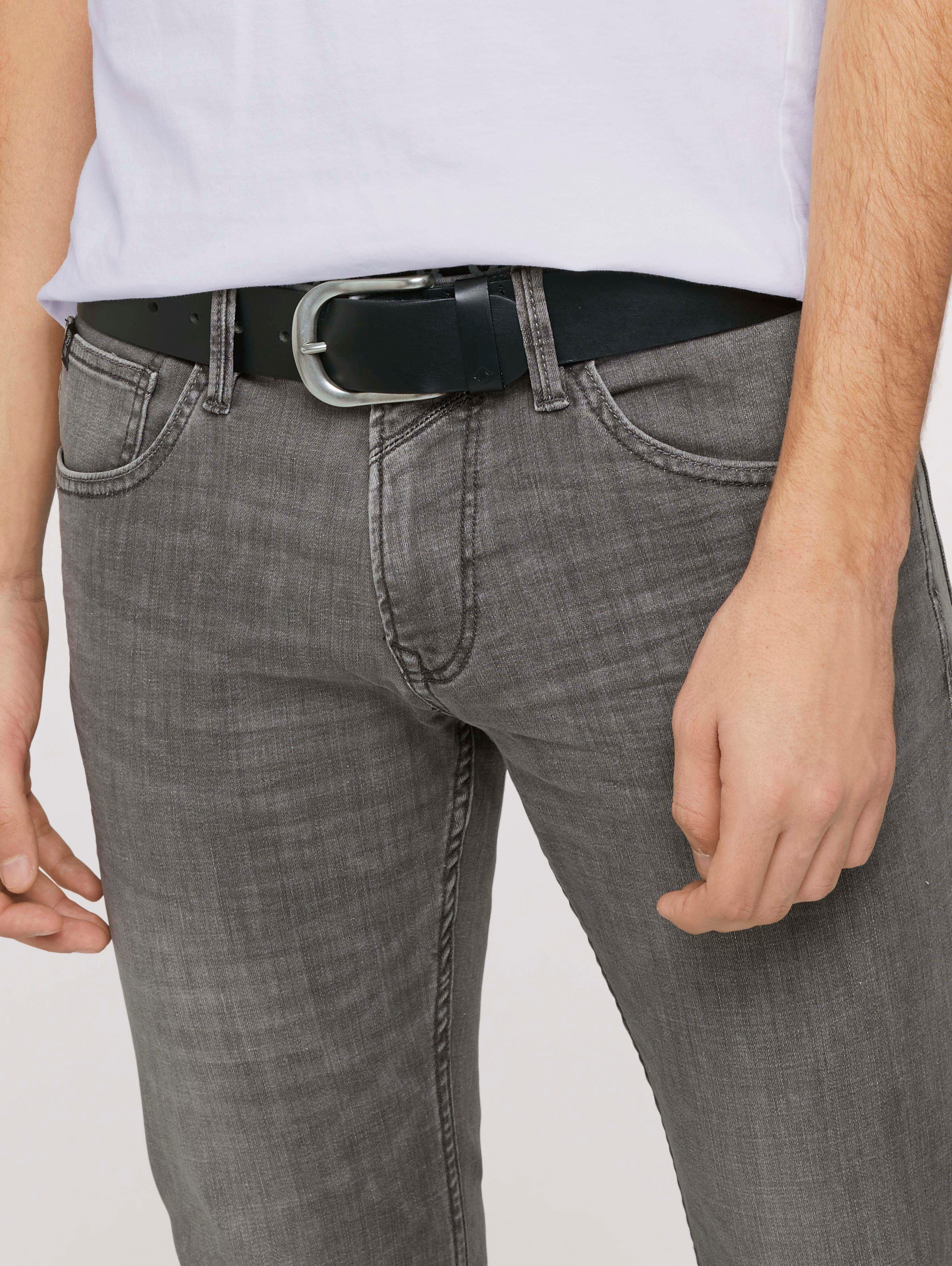 TTDPETER Ledergürtel mit abgerundeter Dornschließe von Denim Male, black uni