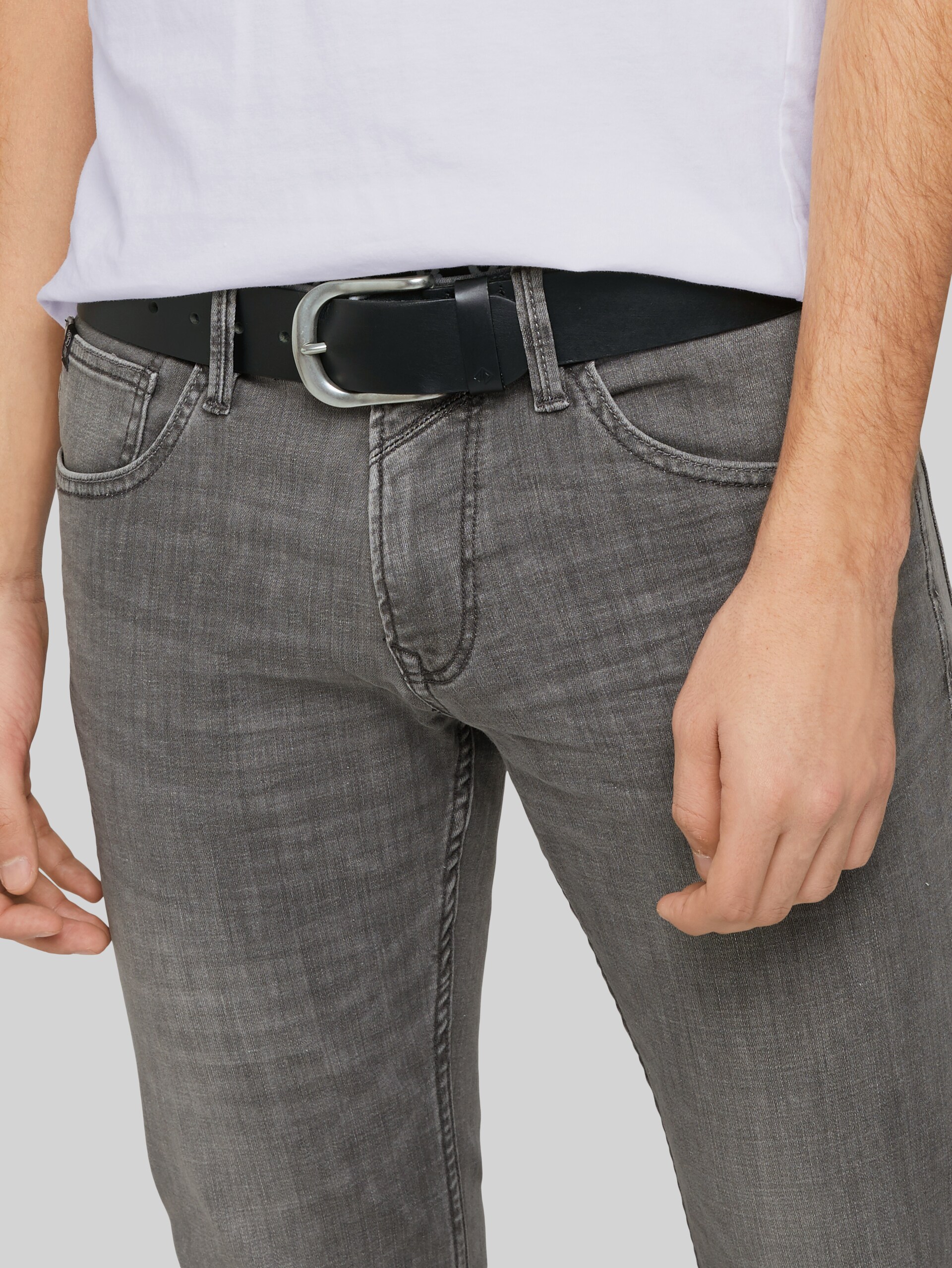 TTPETER leather belt with rounded pin buckle - black uni