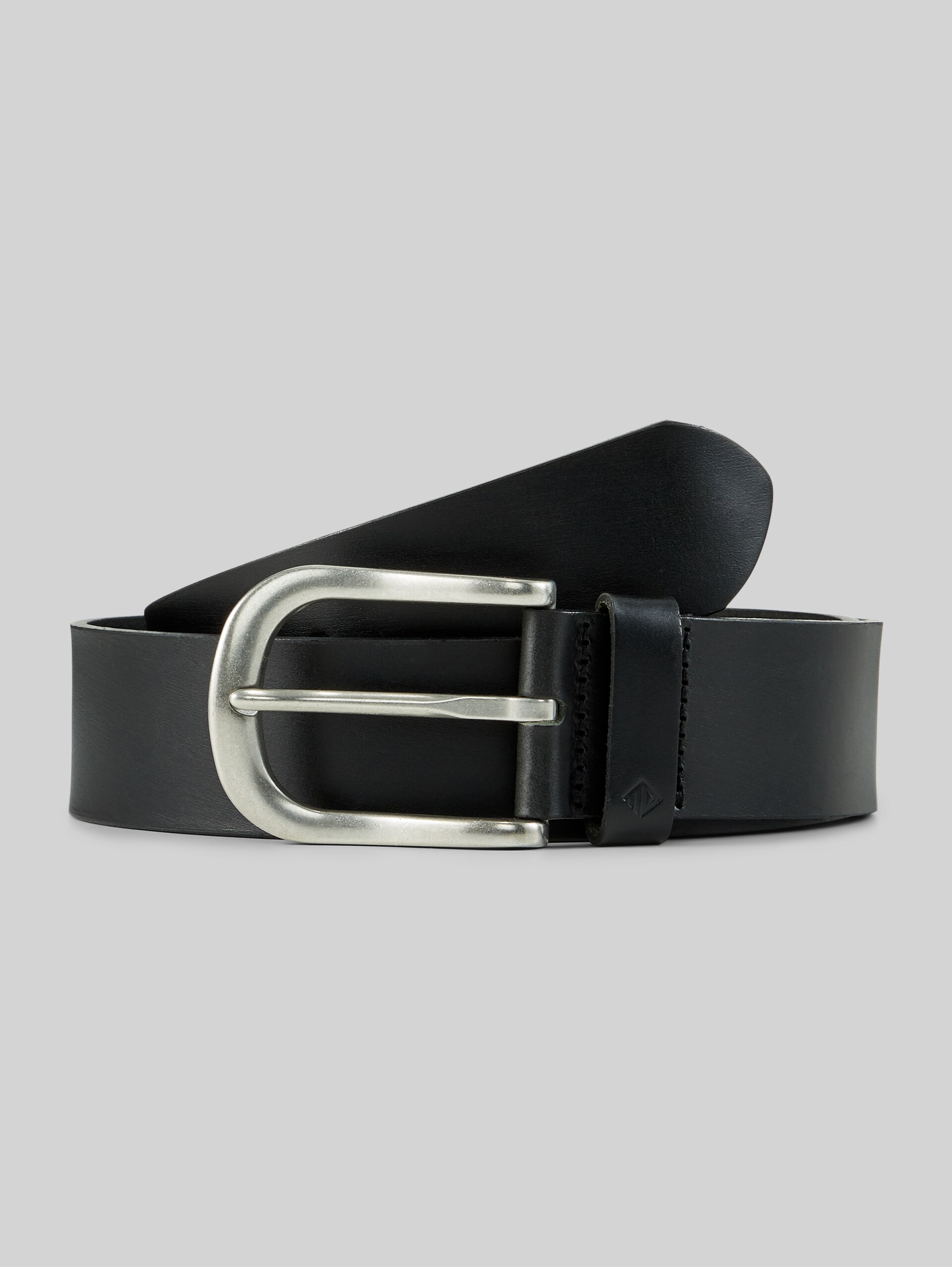 TTPETER leather belt with rounded pin buckle - black uni - Front product view