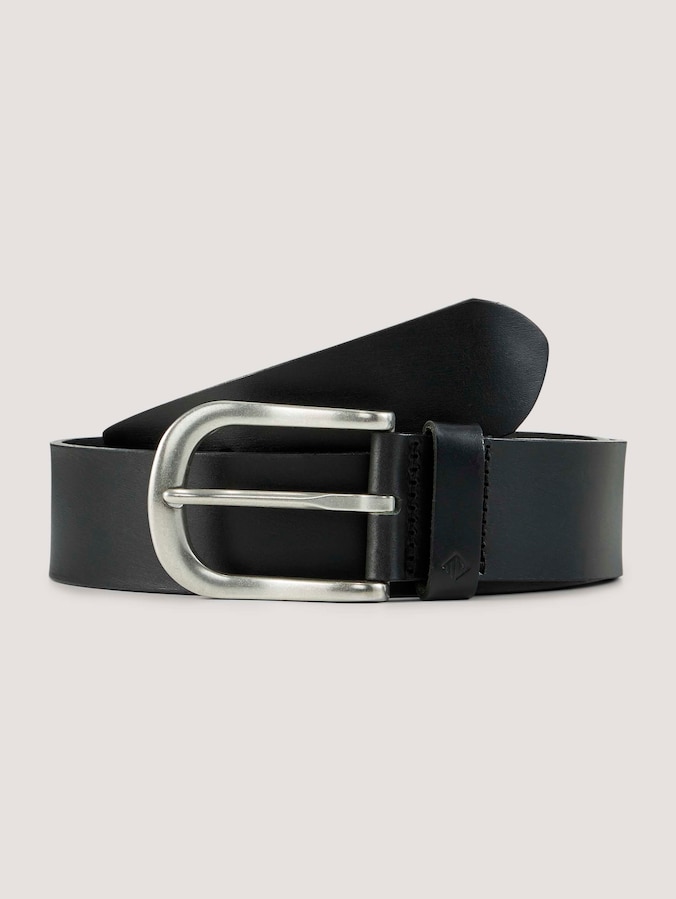 TTPETER leren riem met afgeronde gesp door Denim Male, black uni