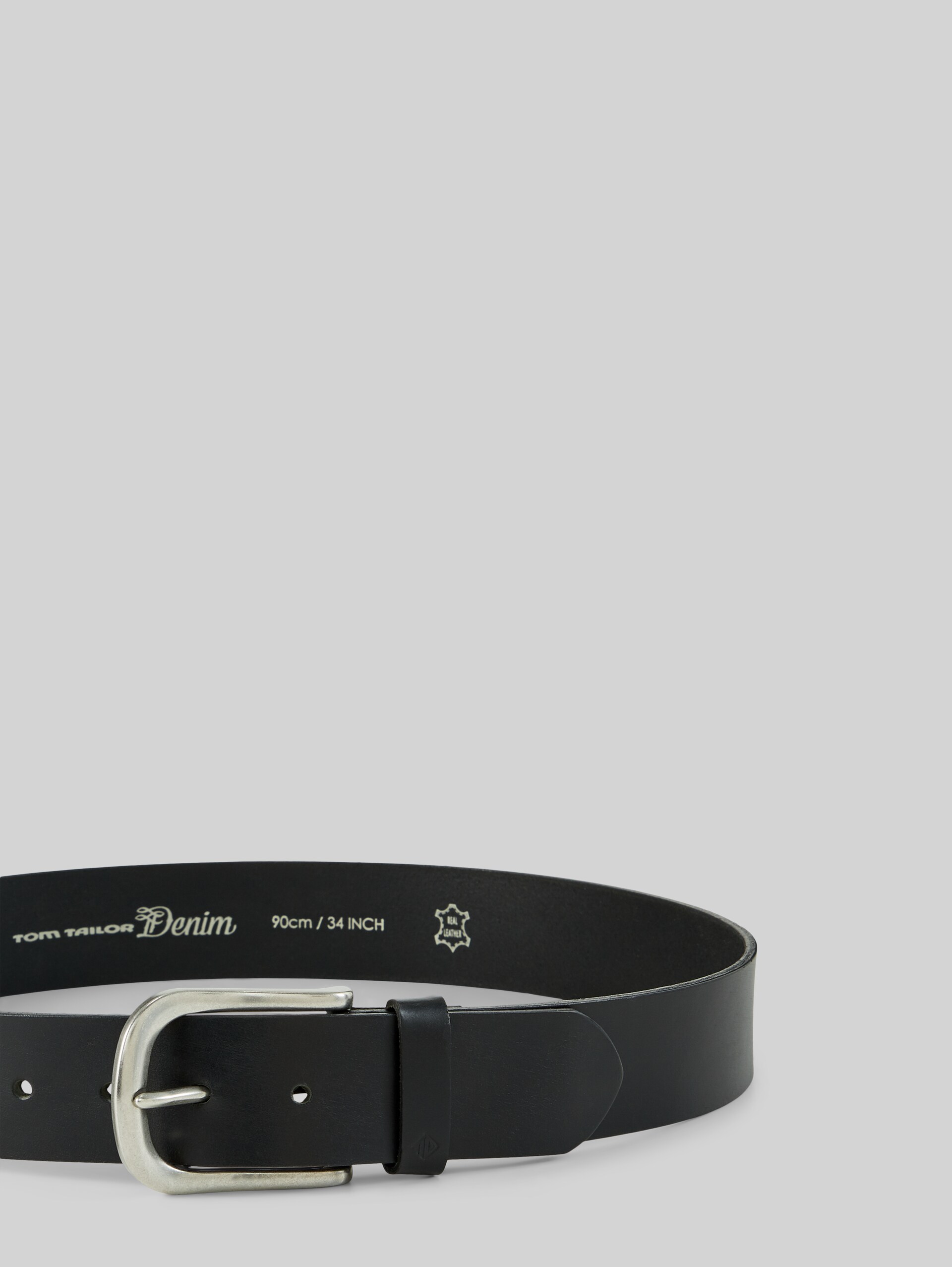 TTPETER leather belt with rounded pin buckle - black uni - Product view from top 