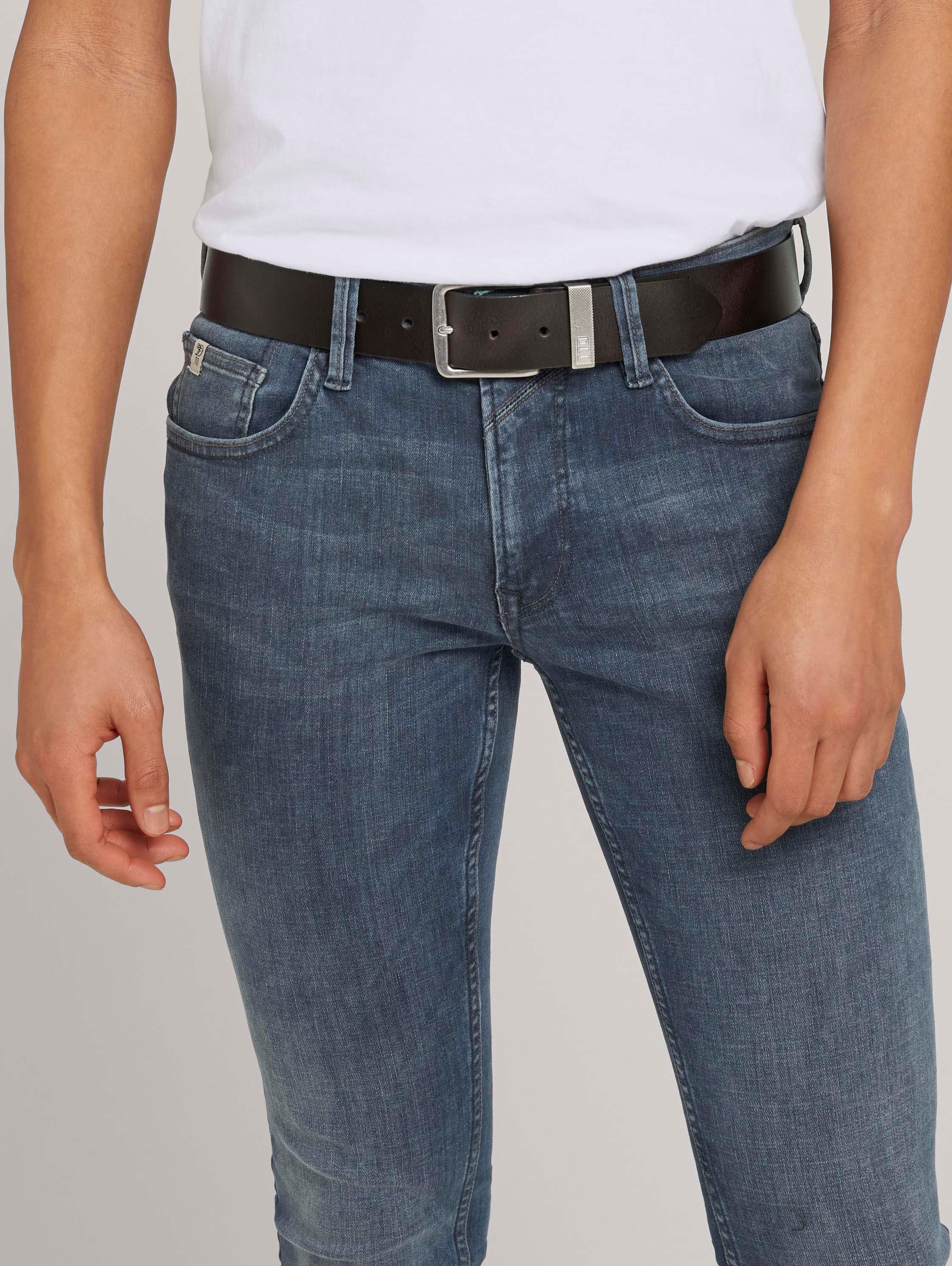 TTJOE Ledergürtel mit eckiger Dornschließe von Denim Male, brown uni