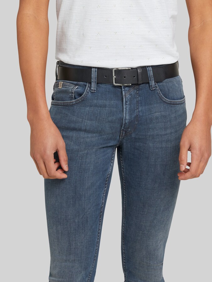 TTDUSTIN leren riem met rechthoekige gesp door Denim Male, navy uni