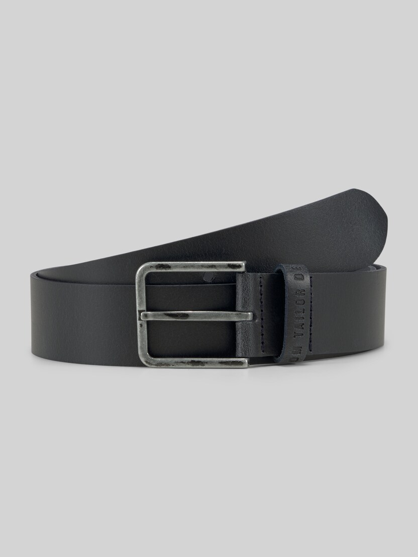 TTDUSTIN leather belt with rectangular pin buckle by Denim Male, navy uni