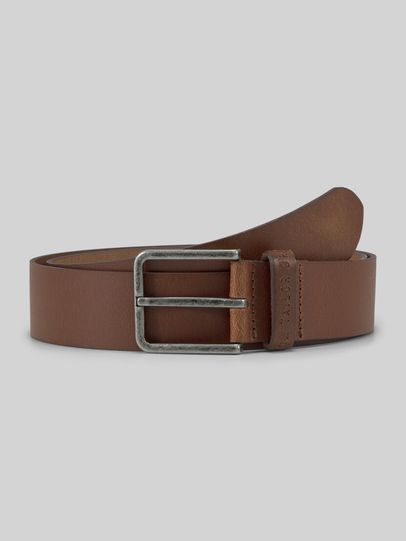 TTDUSTIN leather belt with rectangular pin buckle by Denim Male, light brown uni
