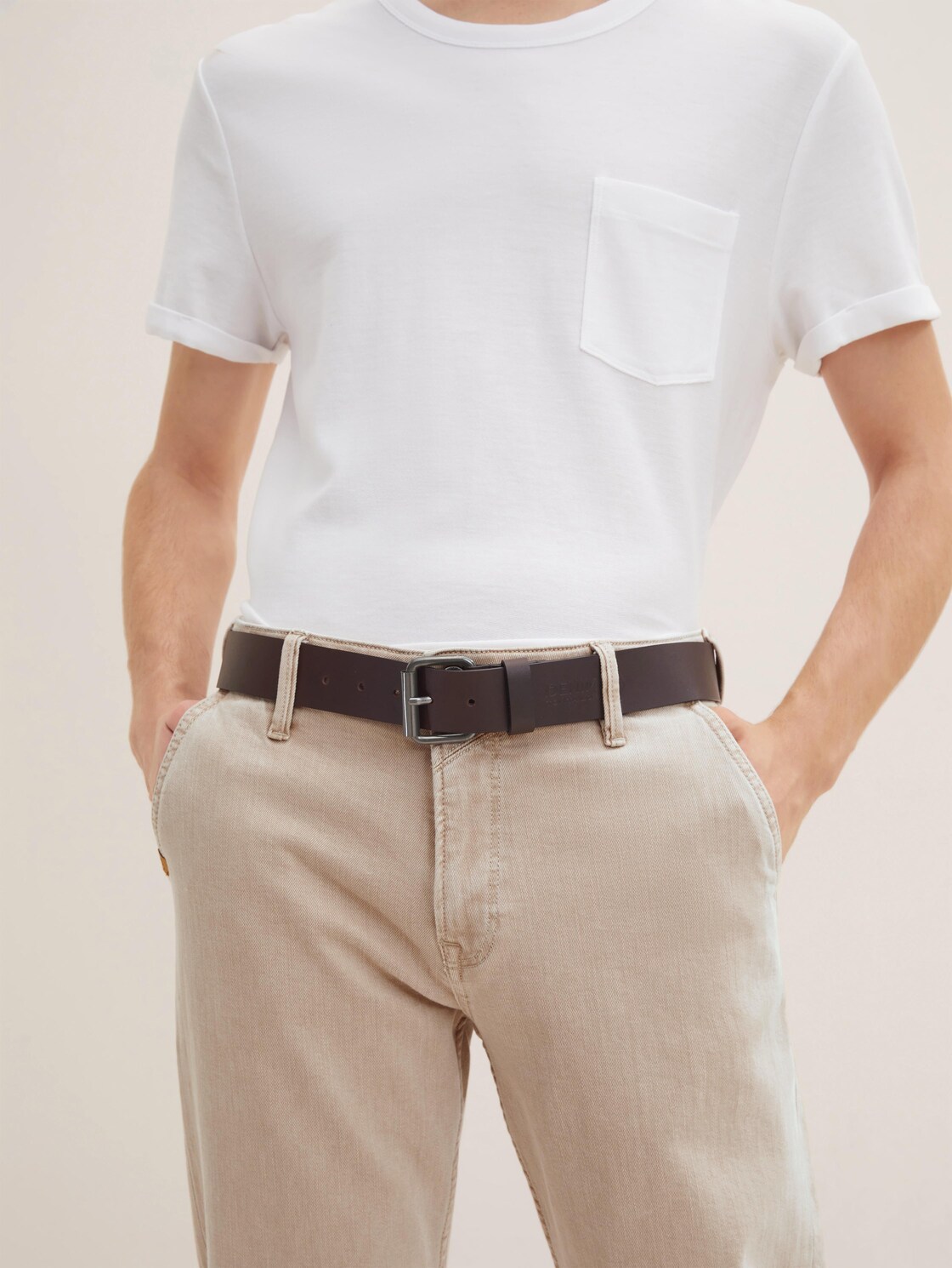 TTJACK Ledergürtel mit abgerundeter Dornschließe - brown uni