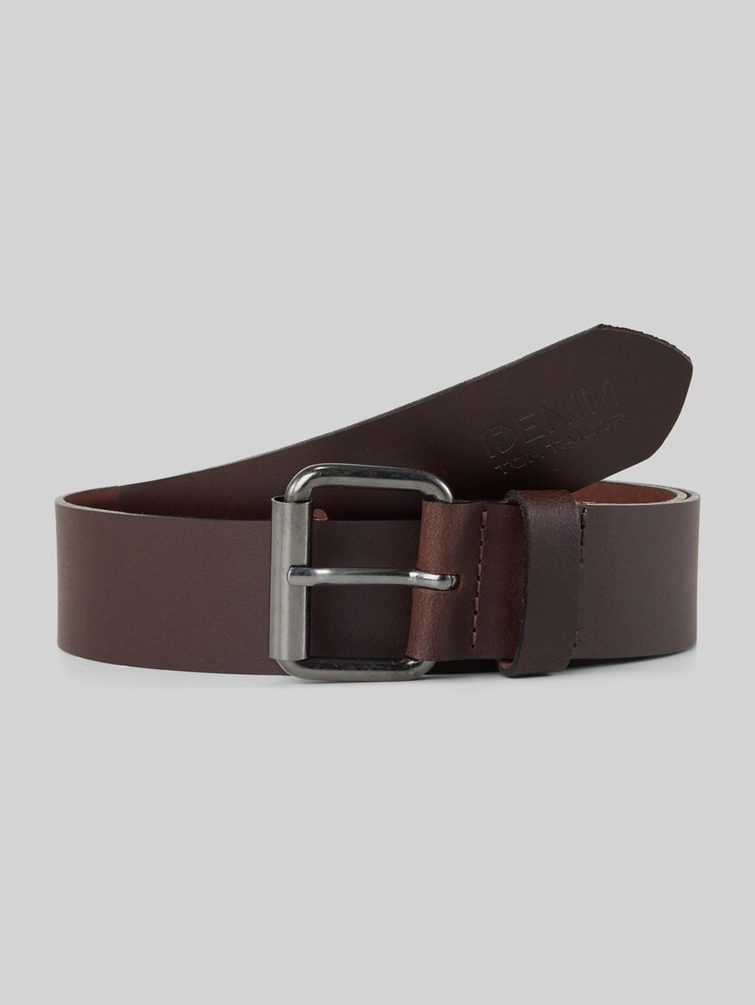 TTJACK leather belt with rounded pin buckle by Denim Male, brown uni