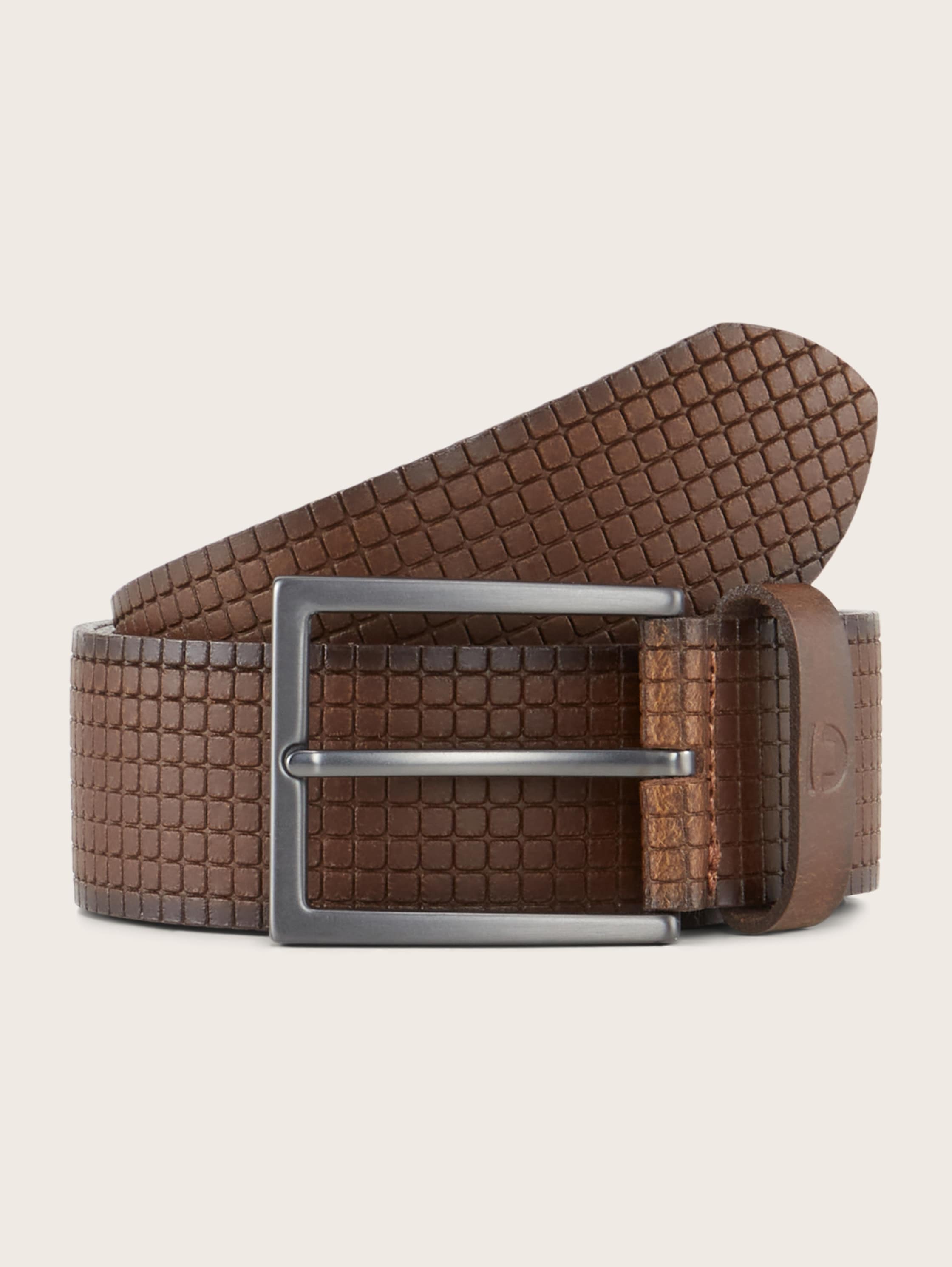 Lederen riem met wafelstructuur - light brown uni - Product vooraanzicht