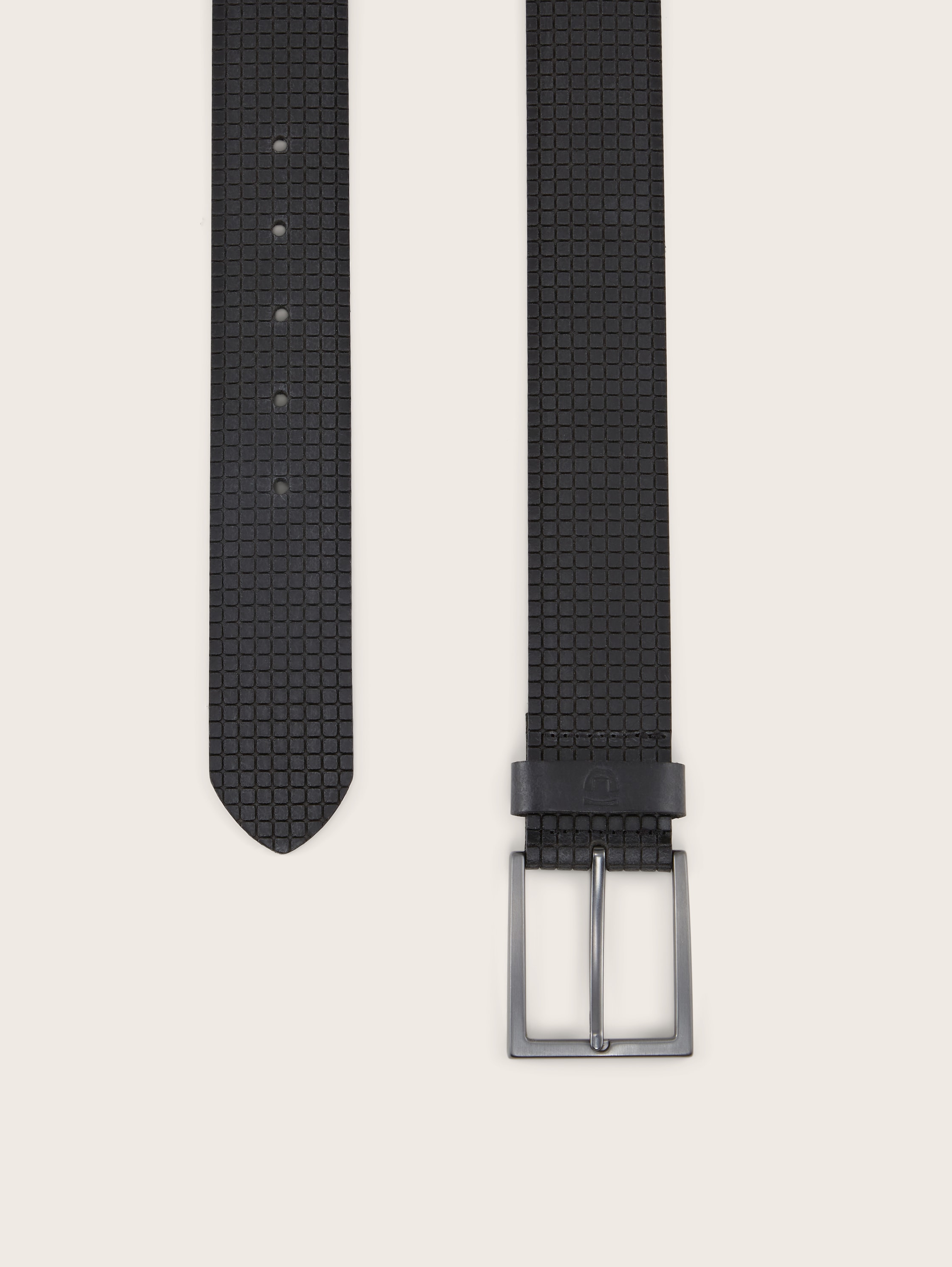 Ledergürtel mit Waffelstruktur - black uni - Produkt-Ansicht von oben 