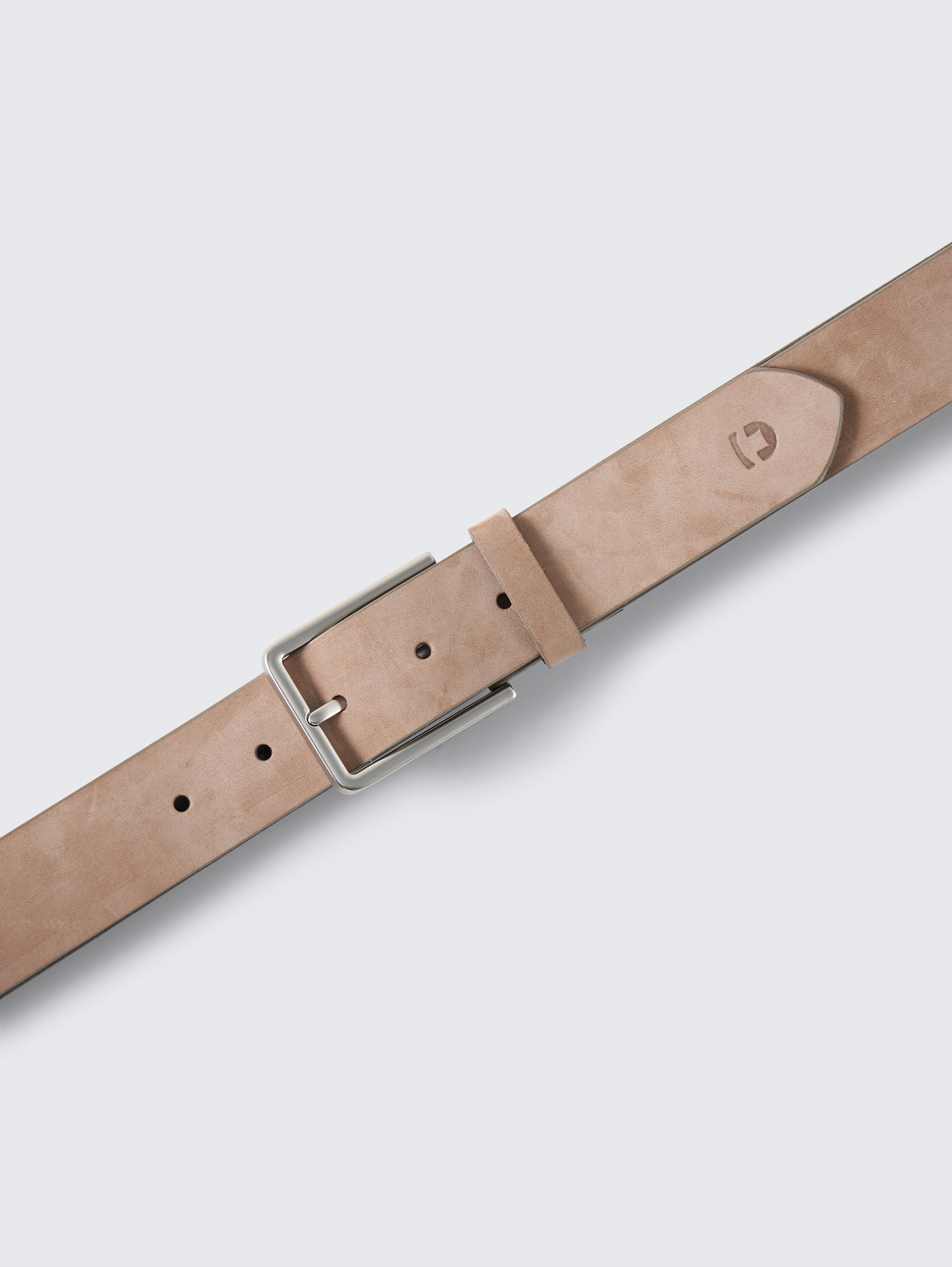 Lederen riem met vierkante gesp - beige - 
