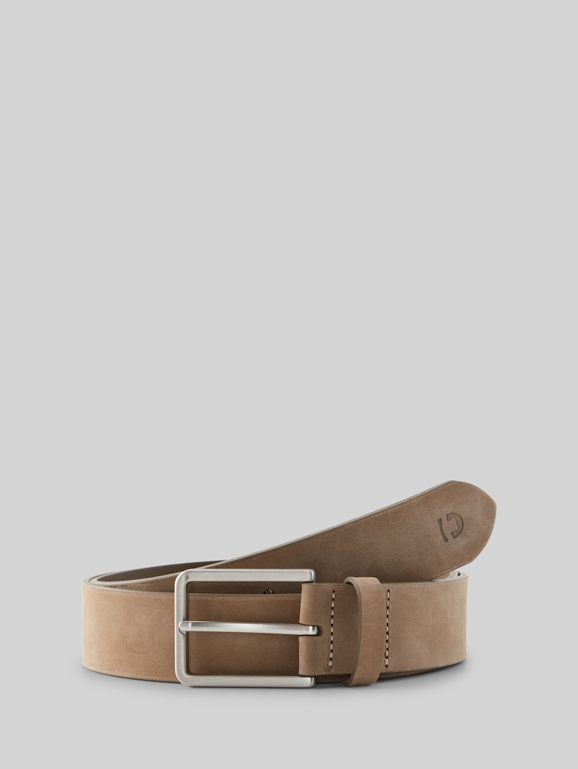Leather belt with a square pin buckle by Denim Male, beige