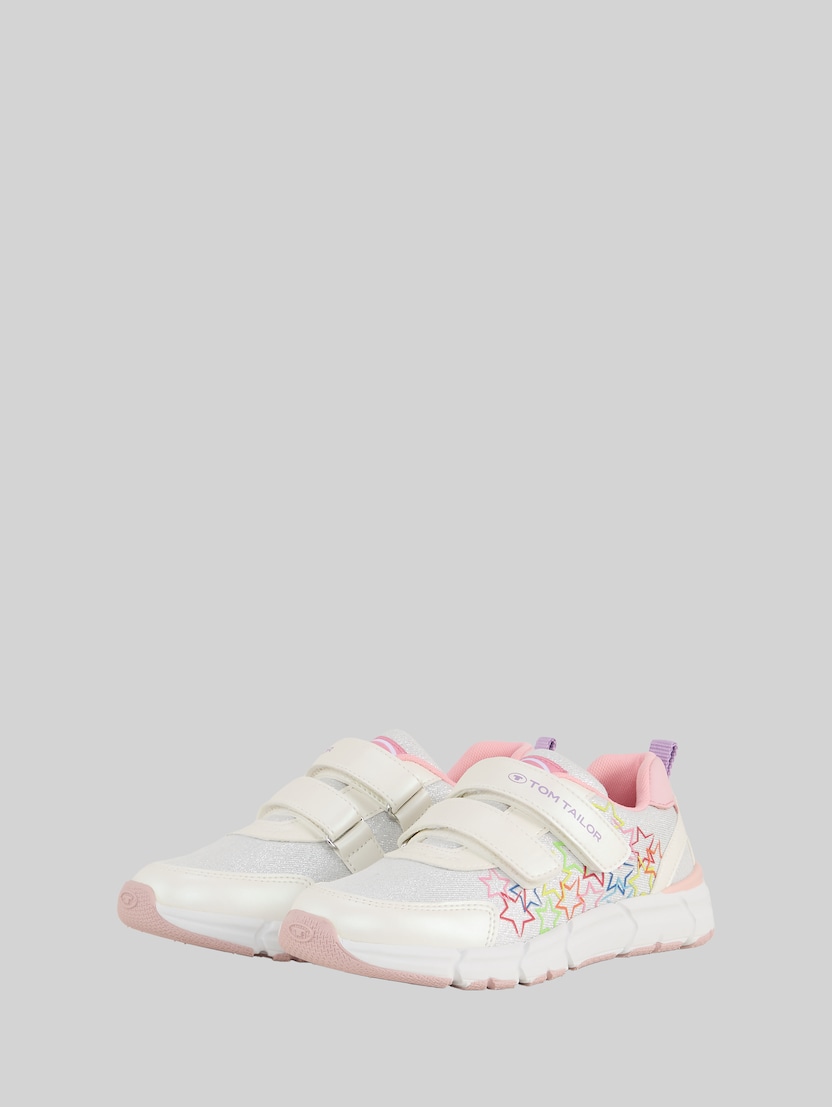 Sneakers with Velcro by Teen Girls, silver-multi