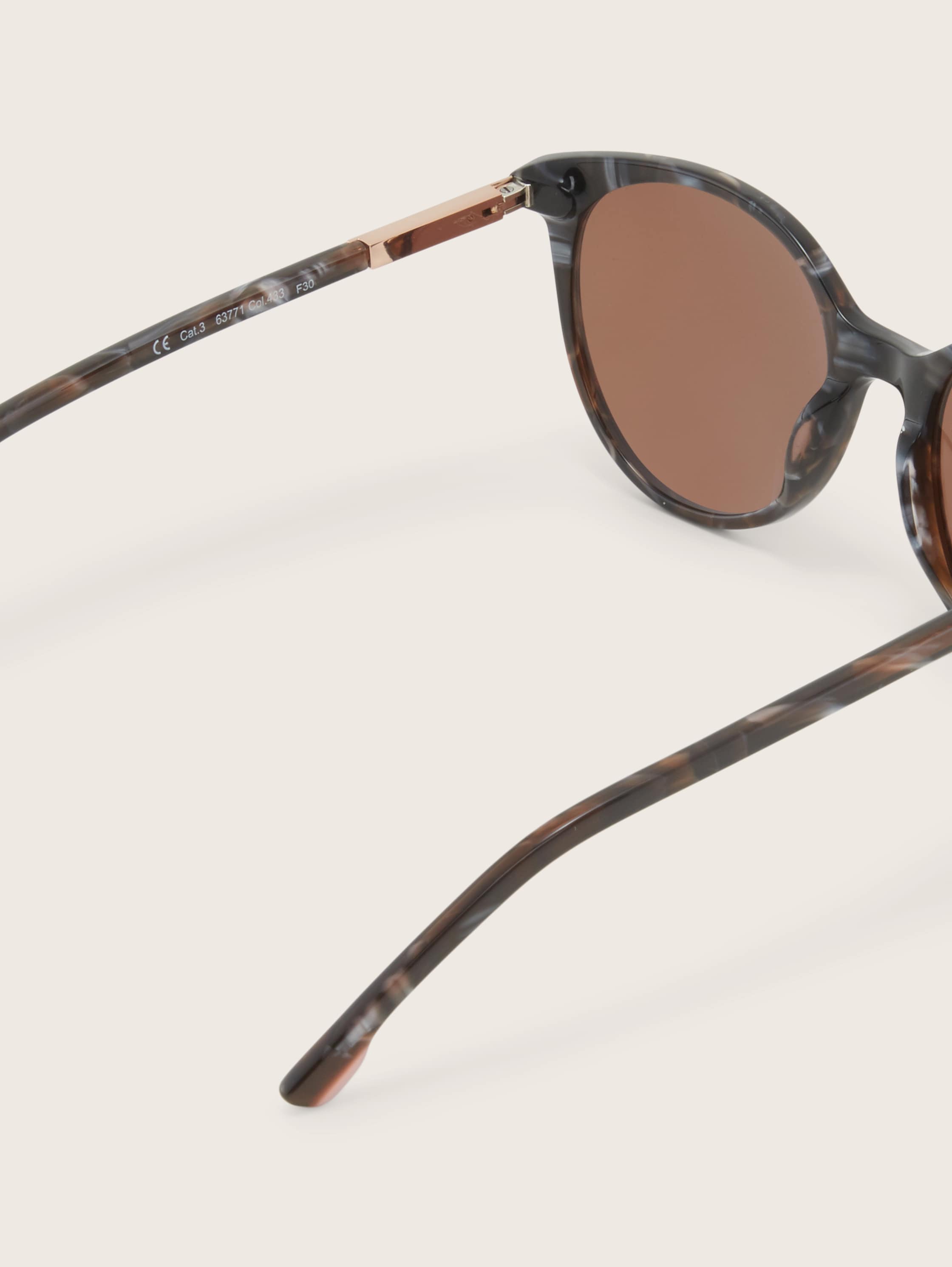 Retro Sonnenbrille mit runden Gläsern - brwon-antique matt - Produkt-Detail-Ansicht