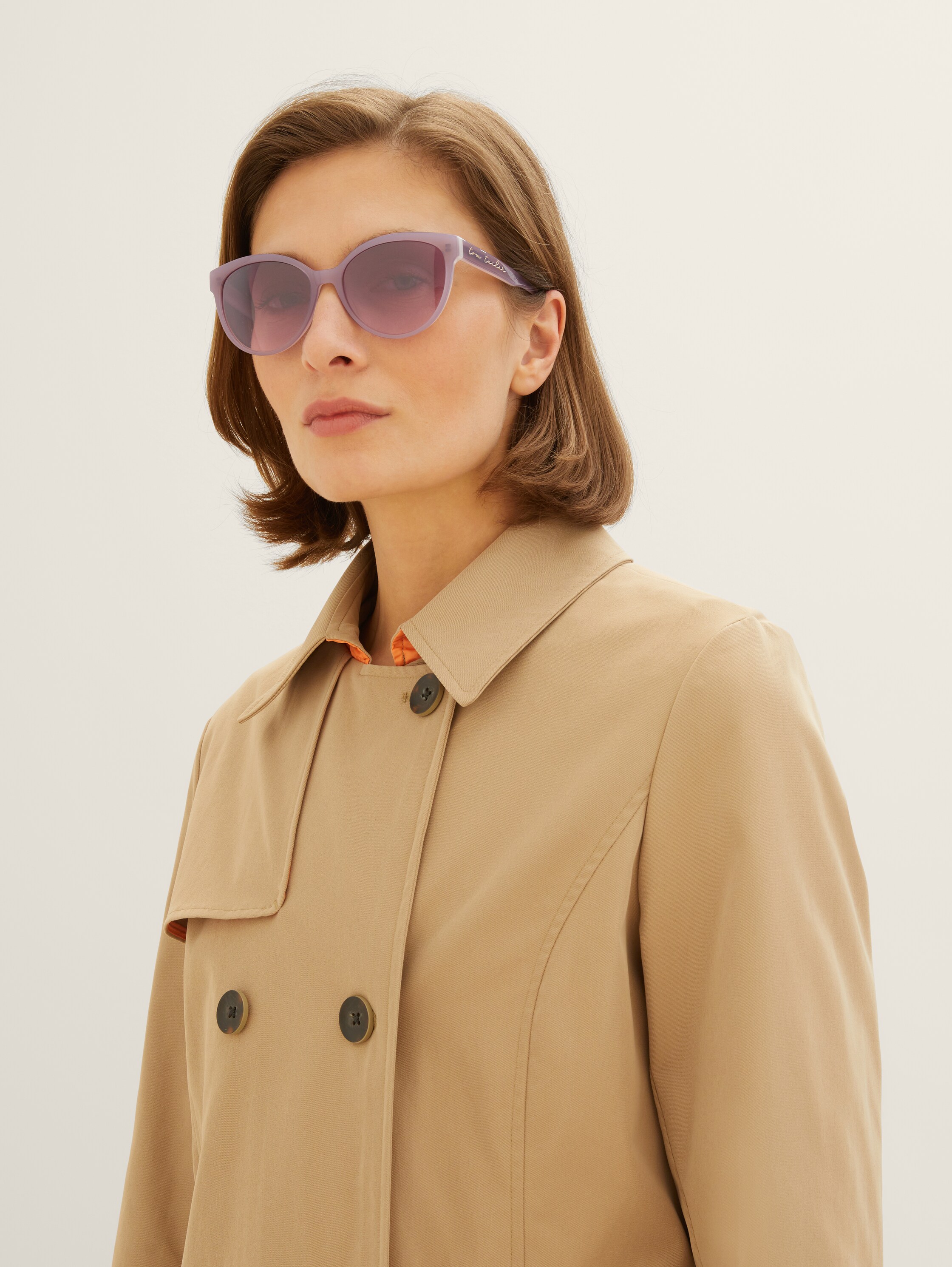Cat-Eye-Sonnenbrille mit leicht runden Gläsern - 1