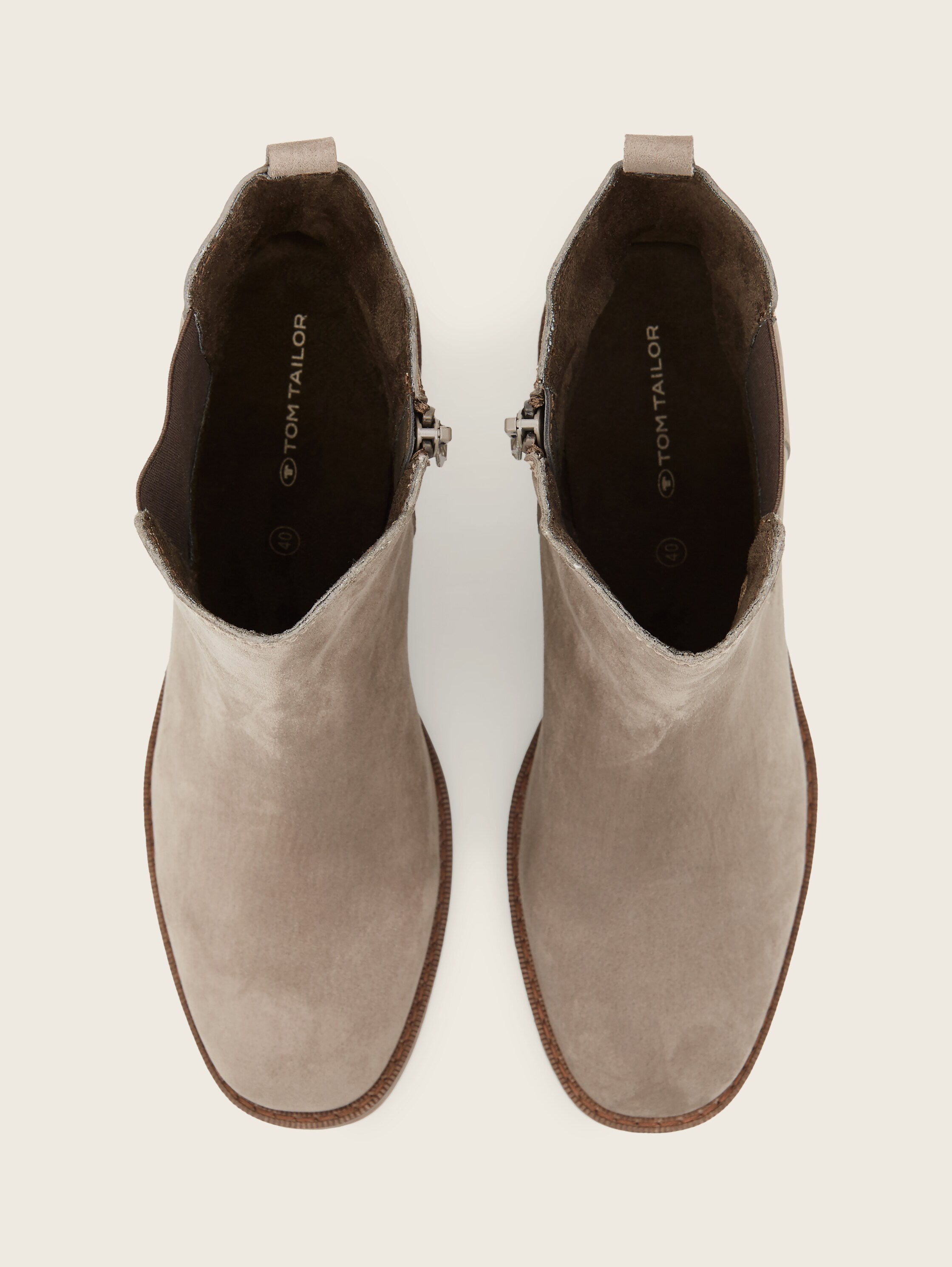 Bottines à talon bloc - taupe - Vue du produit du haut