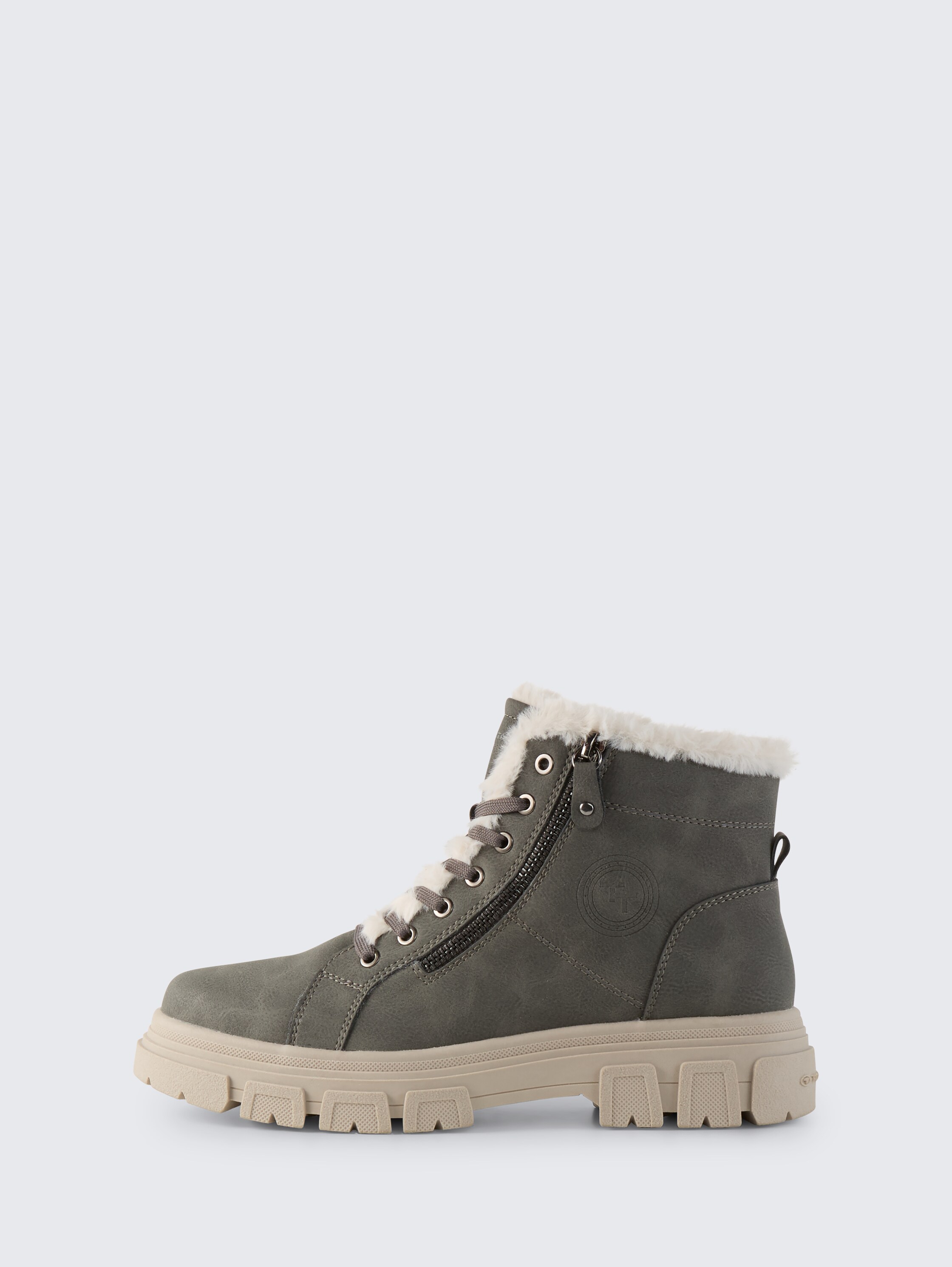 Gefütterte Stiefel mit Fellimitat - coal - 