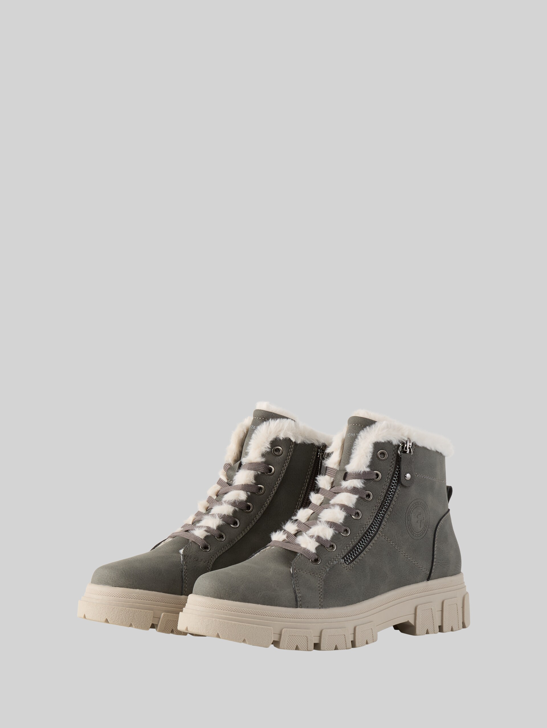 Lined boots with faux fur - coal - side product view