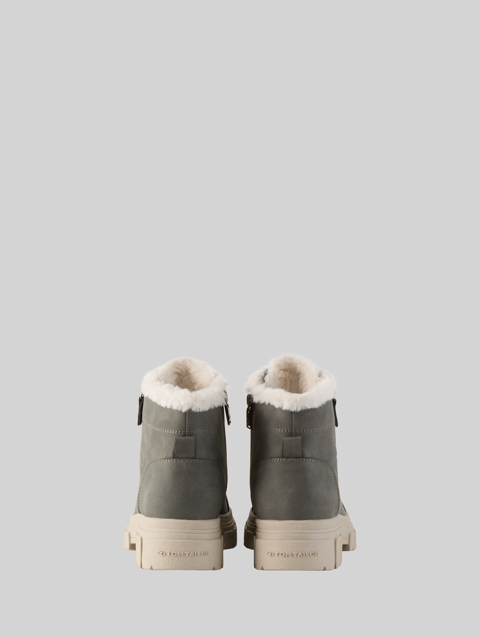Lined boots with faux fur - coal - Product rear view