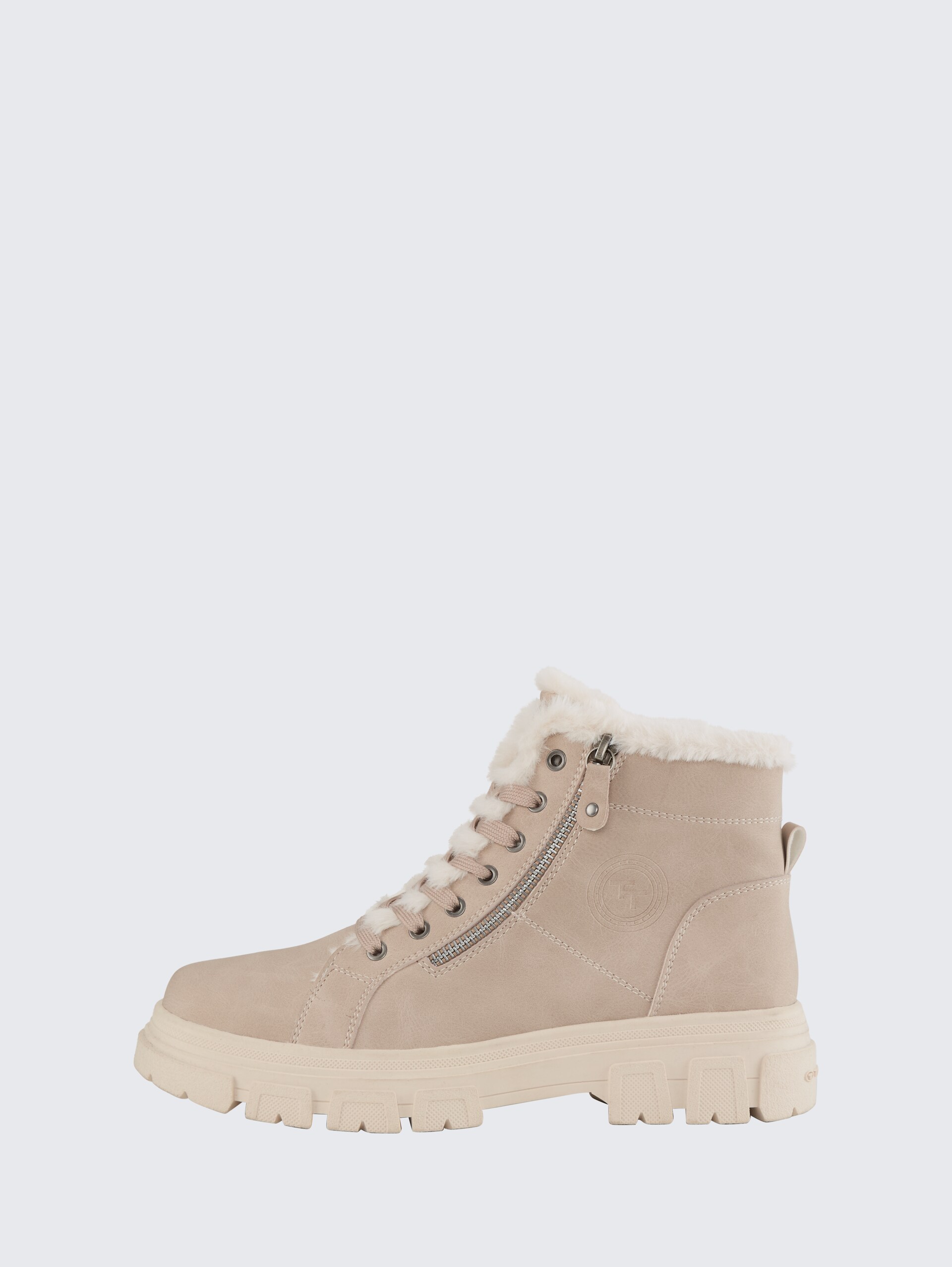 Gefütterte Stiefel mit Fellimitat - cream - seitliche Produkt-Ansicht