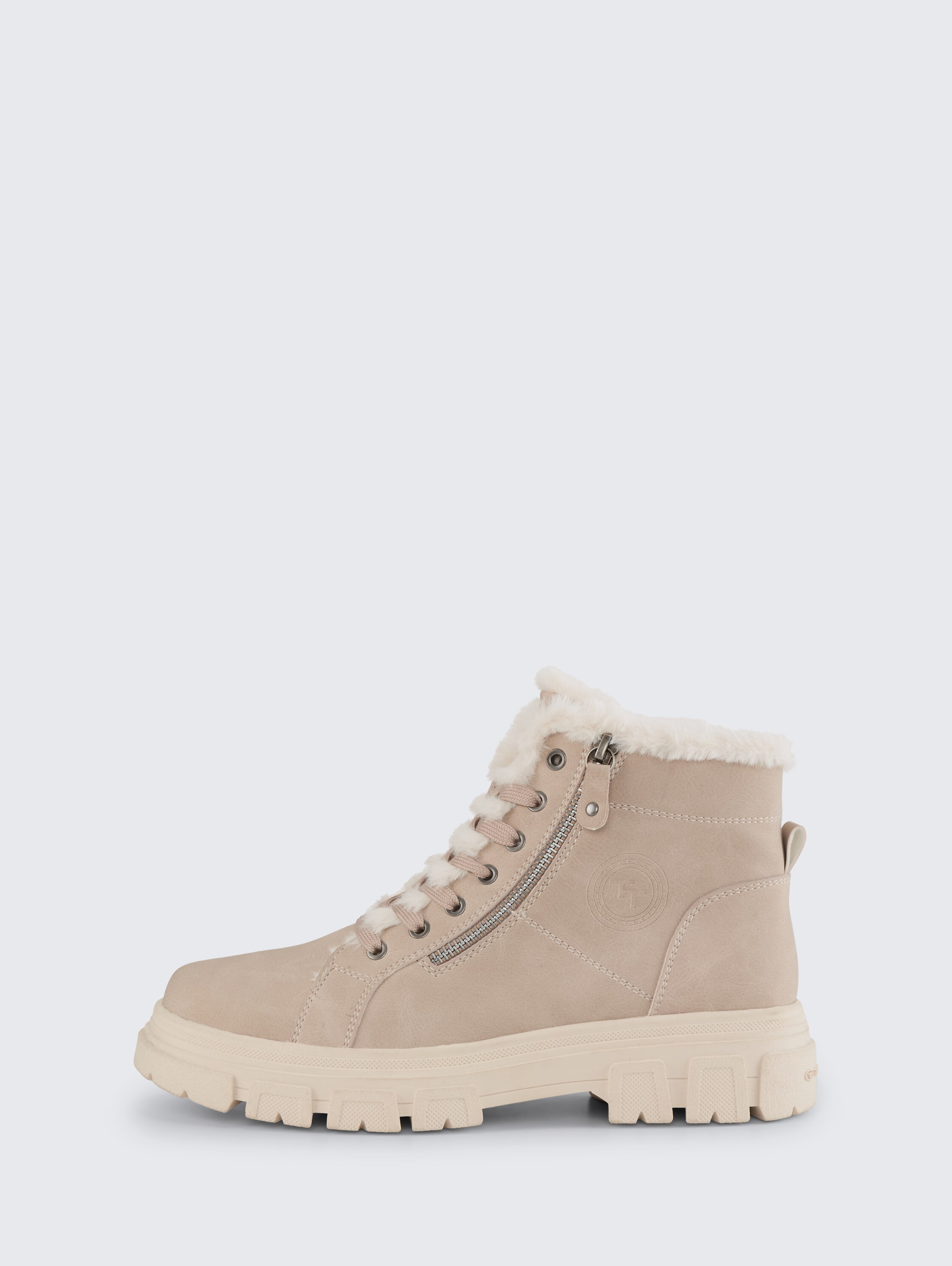 Gefütterte Stiefel mit Fellimitat - cream - 