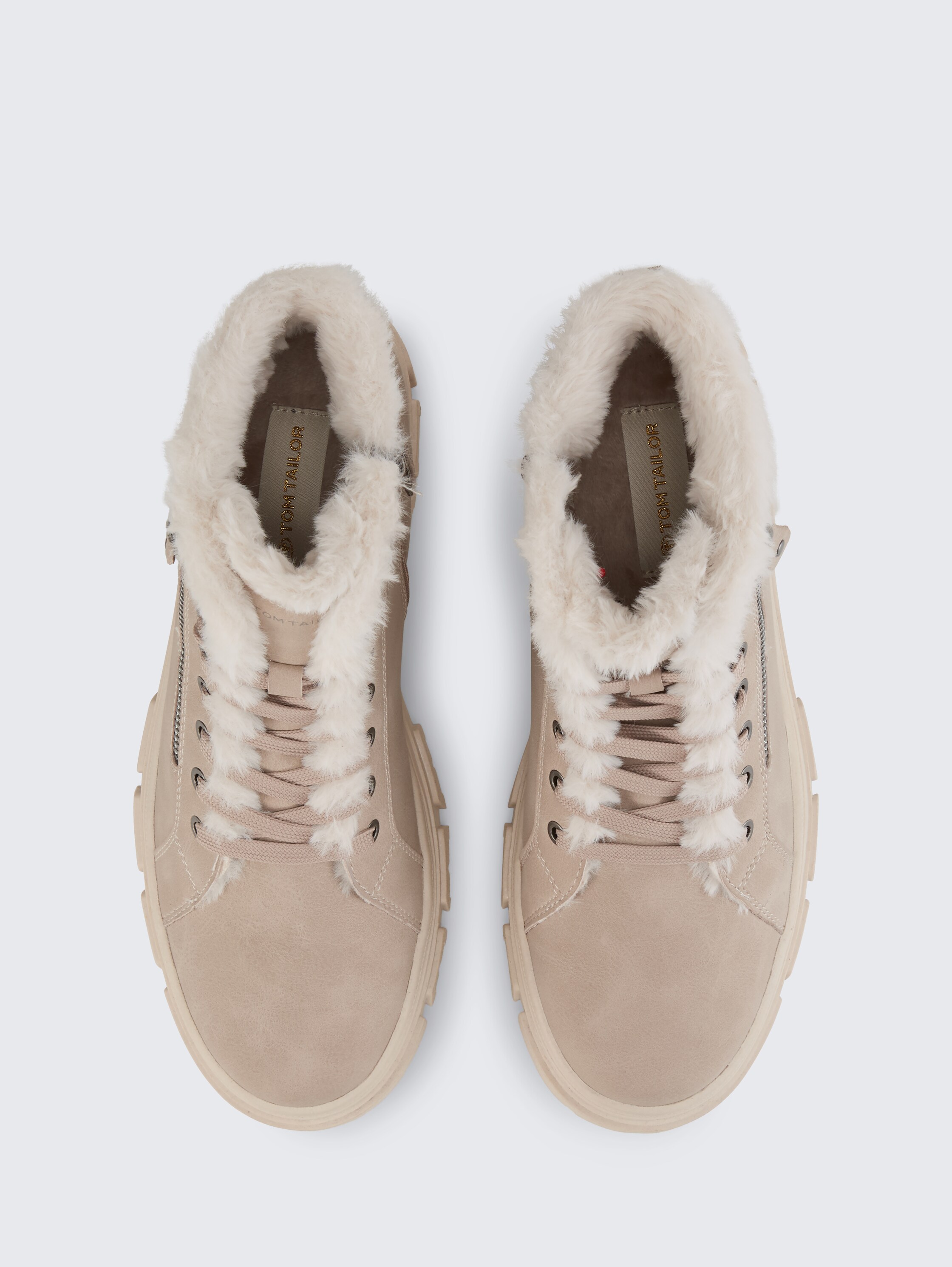 Gefütterte Stiefel mit Fellimitat - cream - 