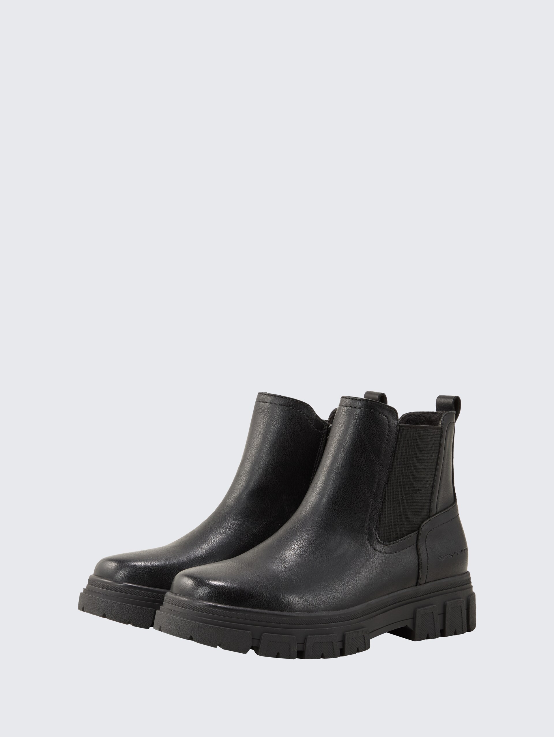 Gefütterte Stiefeletten mit Gummieinsatz - black - seitliche Produkt-Ansicht