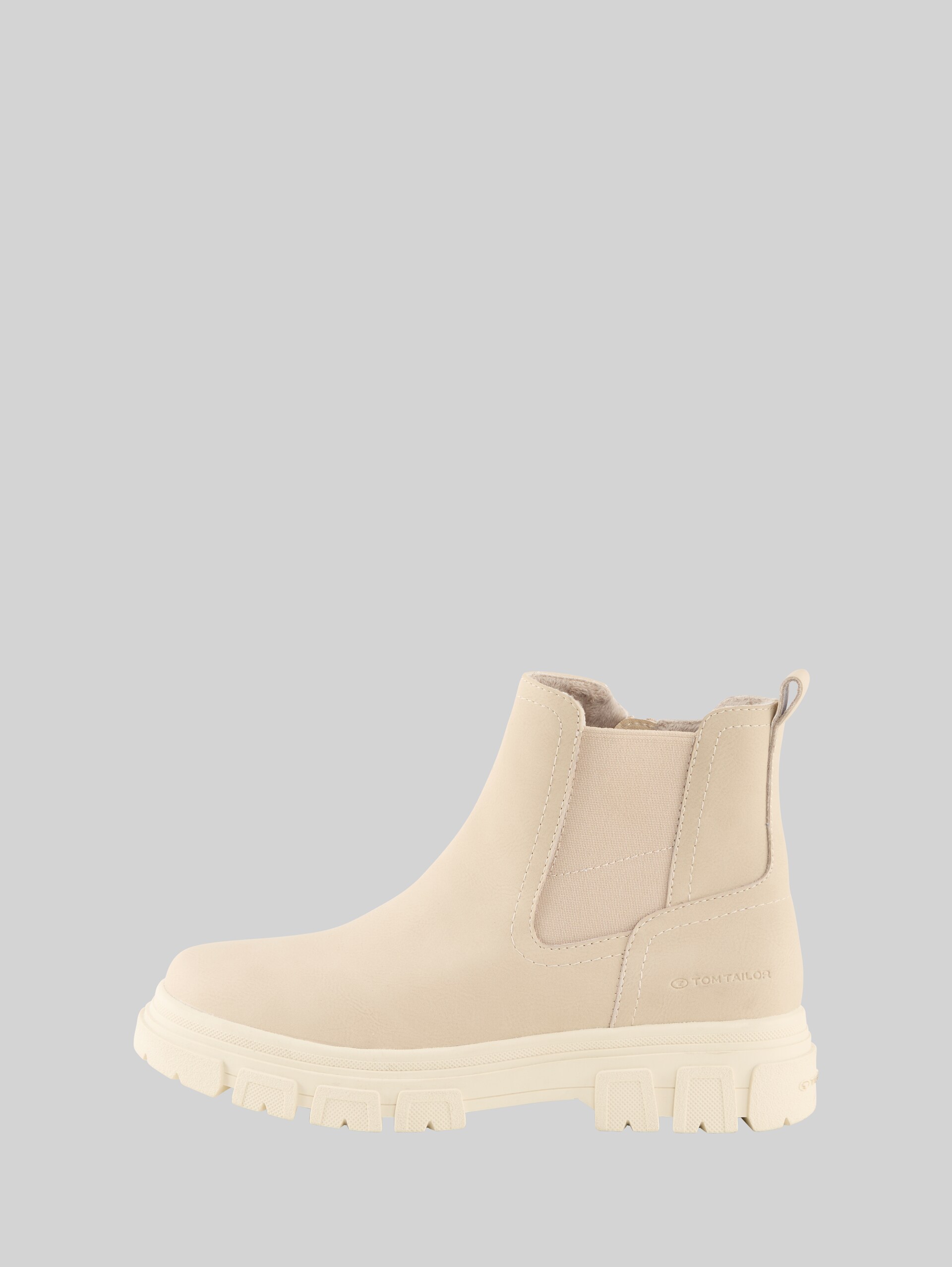 Lined ankle boots with rubber insert - cream - Product detail view