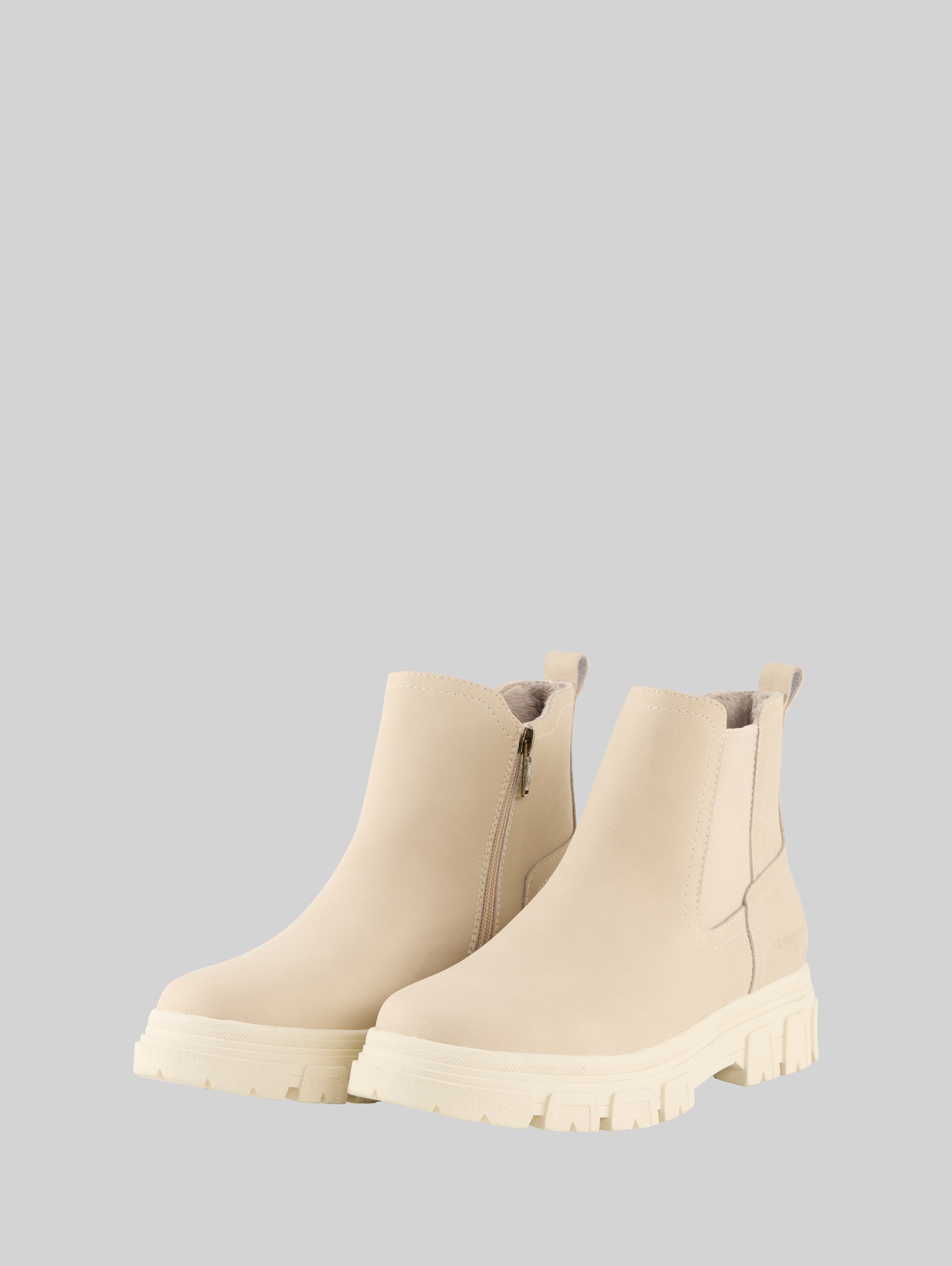 Lined ankle boots with rubber insert - cream - side product view