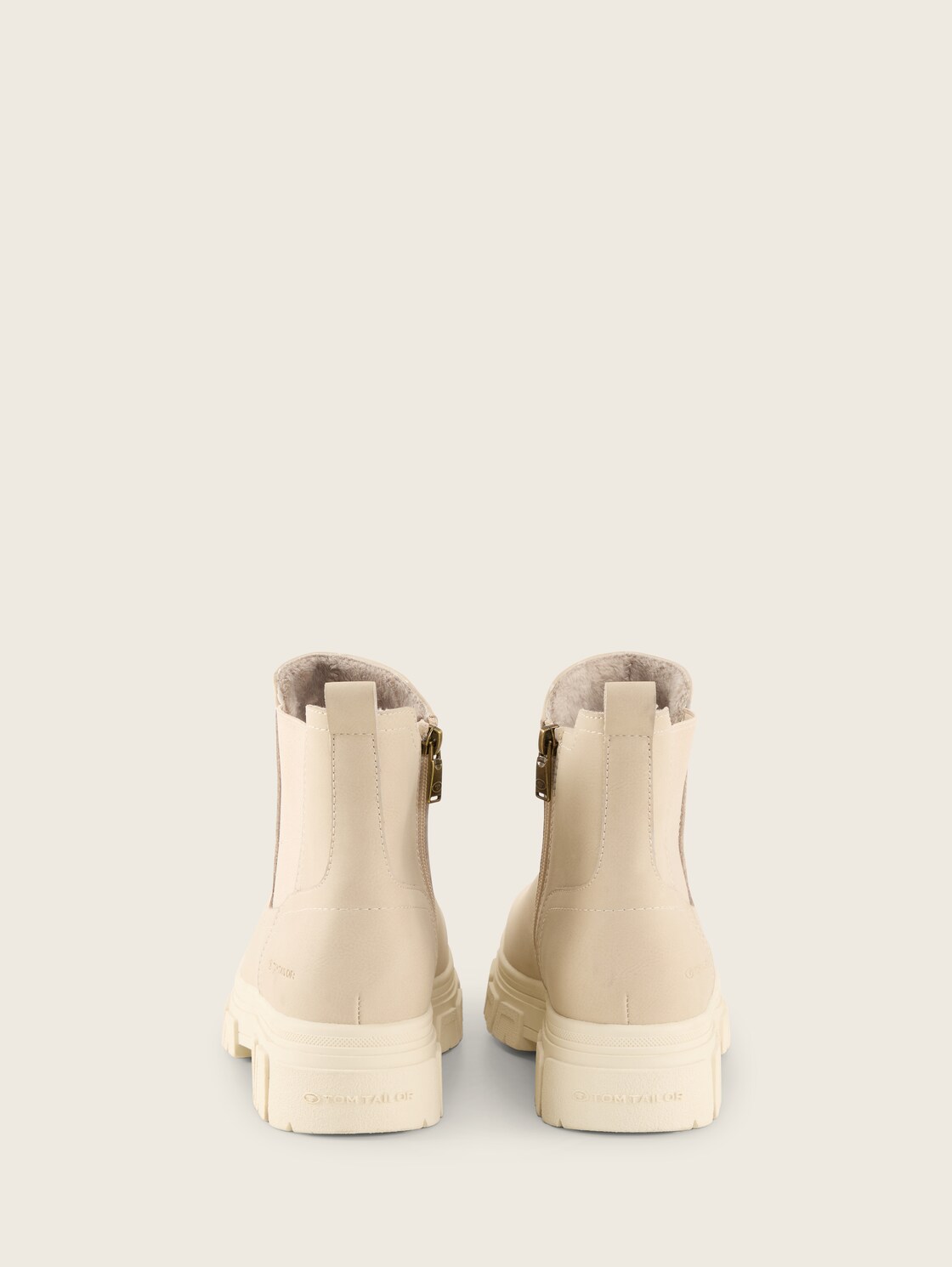 Gefütterte Stiefeletten mit Gummieinsatz - cream - Produkt-Rückansicht