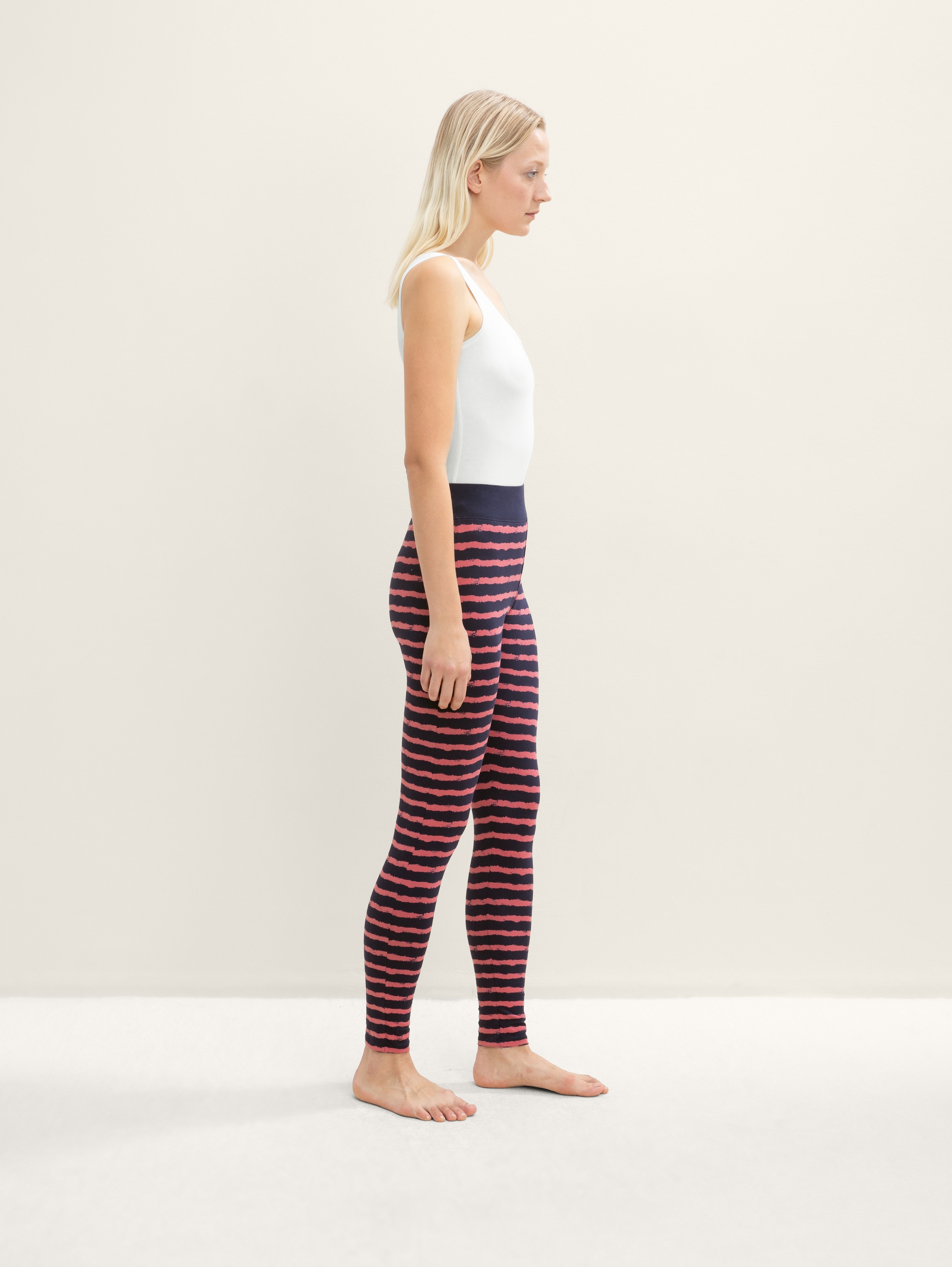Leggings met tekening - blue-dark-horizontal stripe