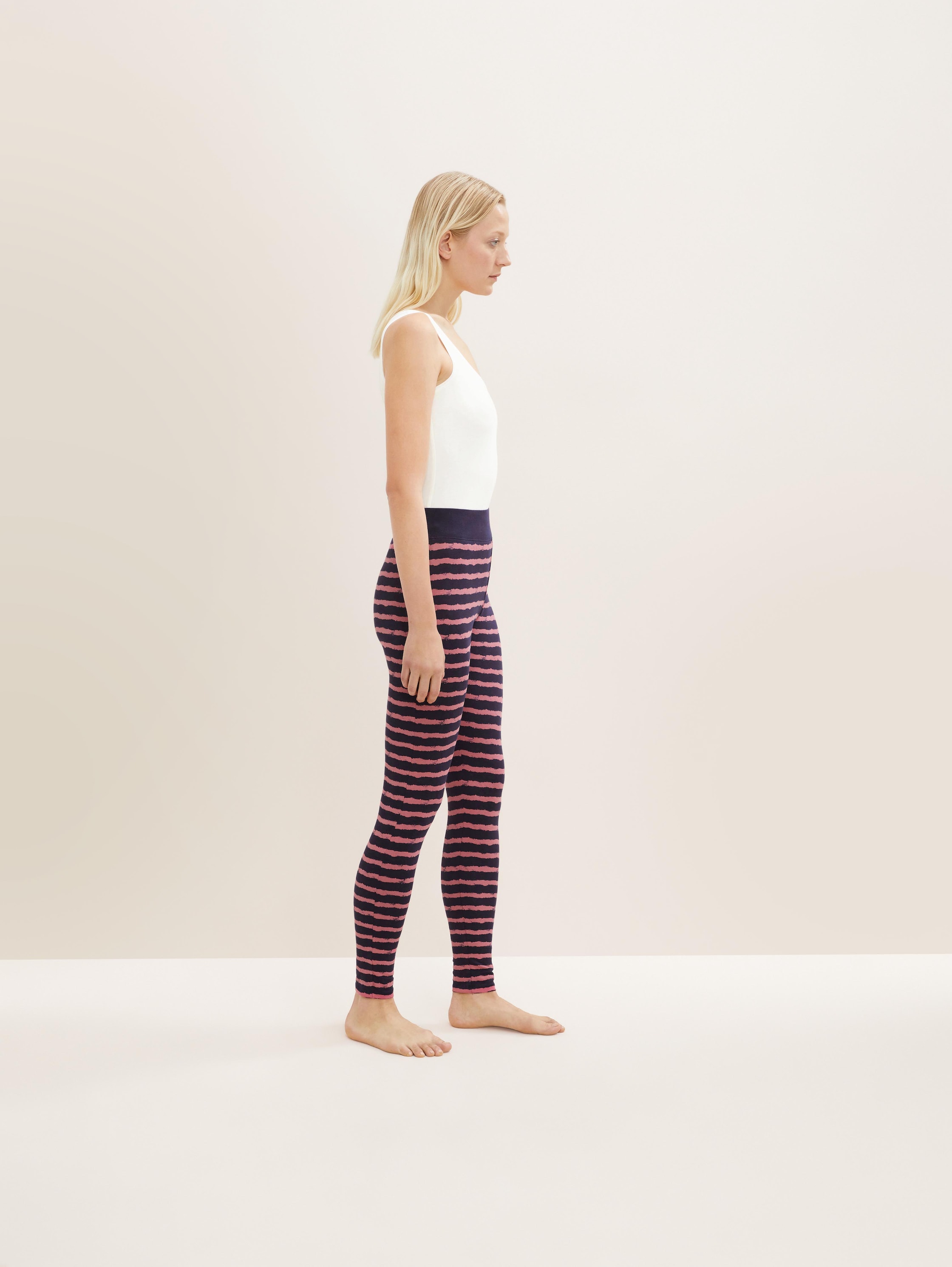 Leggings met tekening - blue-dark-horizontal stripe
