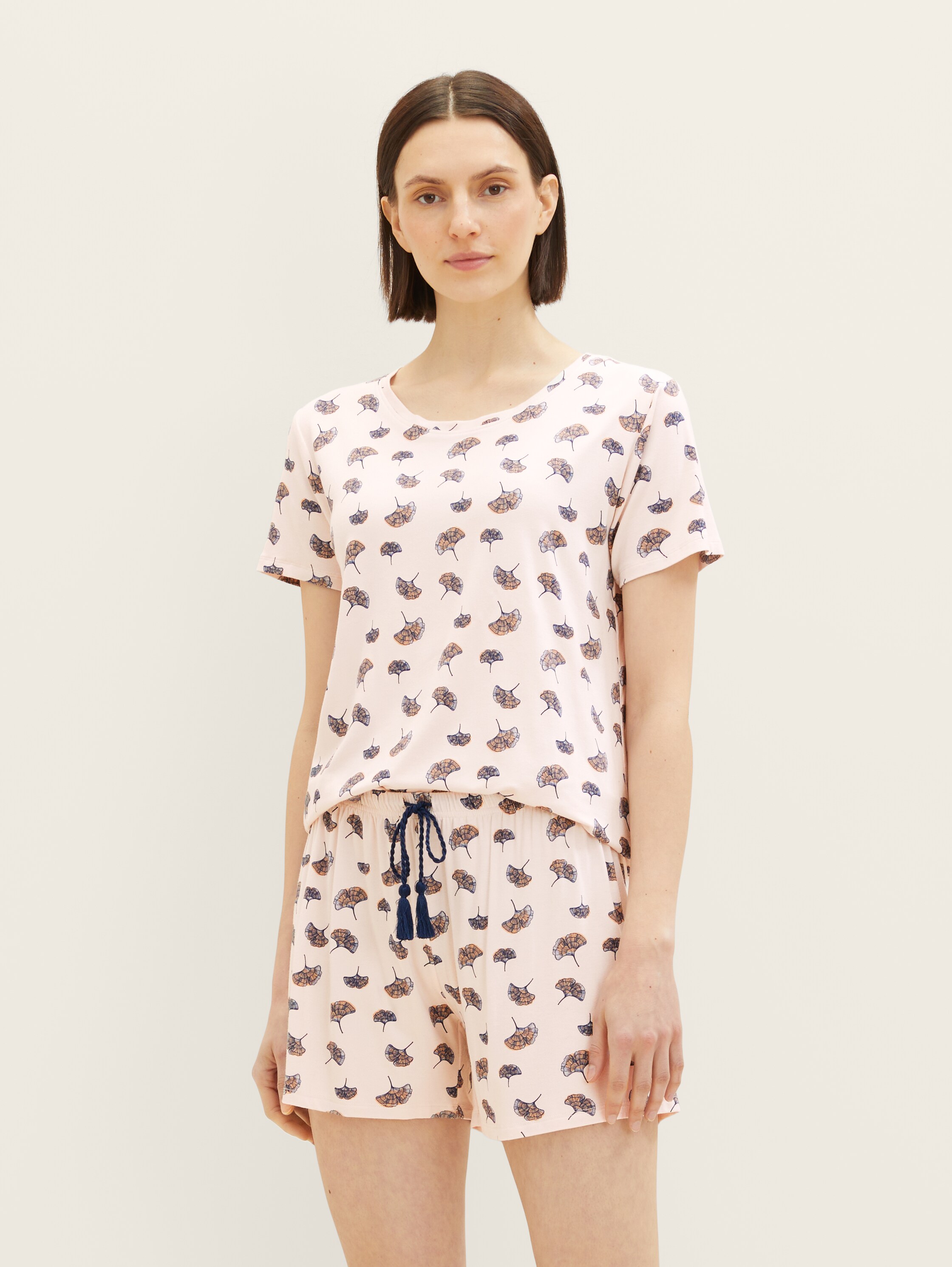 Pyjama-Short mit Blätterdruck - 1