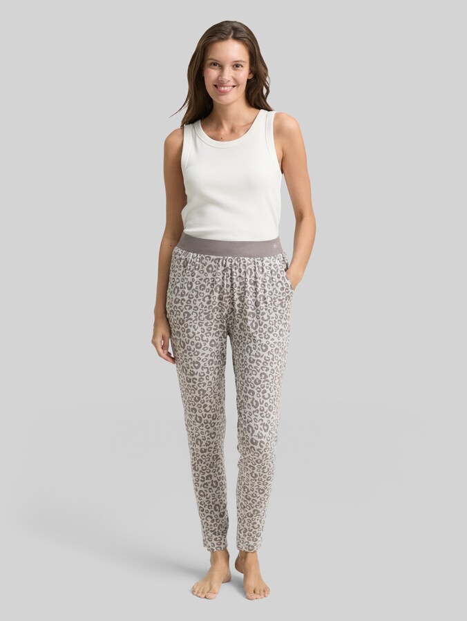 Pyjama-Hose mit Leo-Print von Women, grey-medium-allover