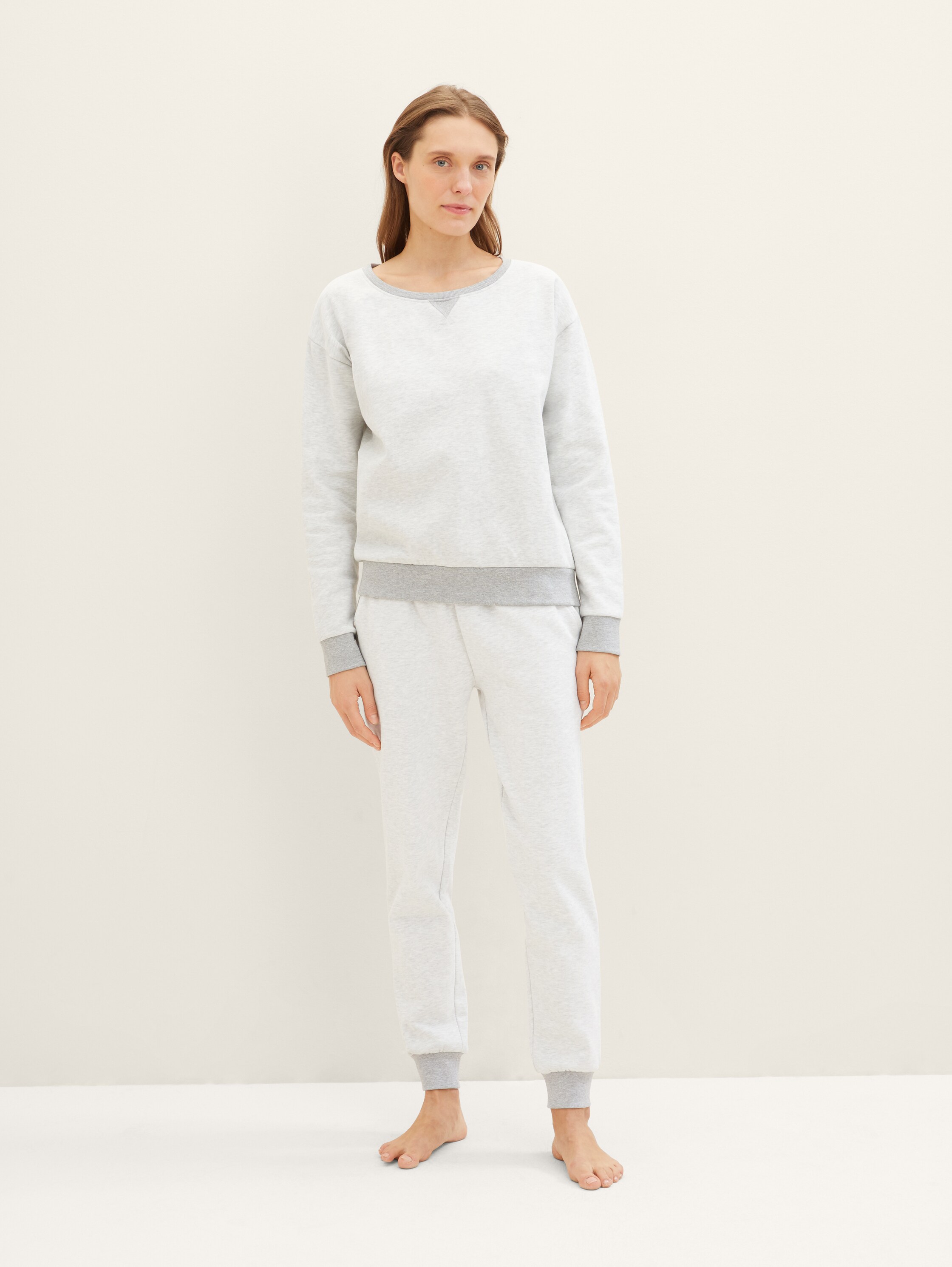 Loungewear Sweatshirt in Melange Optik - weissmittelmelange - 