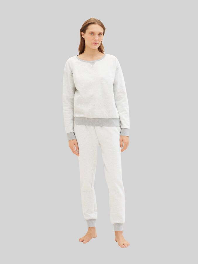 Loungewear Sweatshirt in Melange Optik von Women, weiß-mittel-melange
