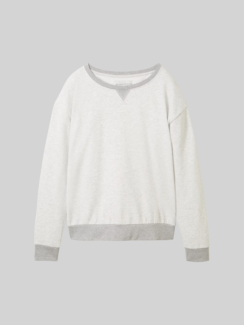 Loungewear Sweatshirt in melange look by Women, weiß-mittel-melange