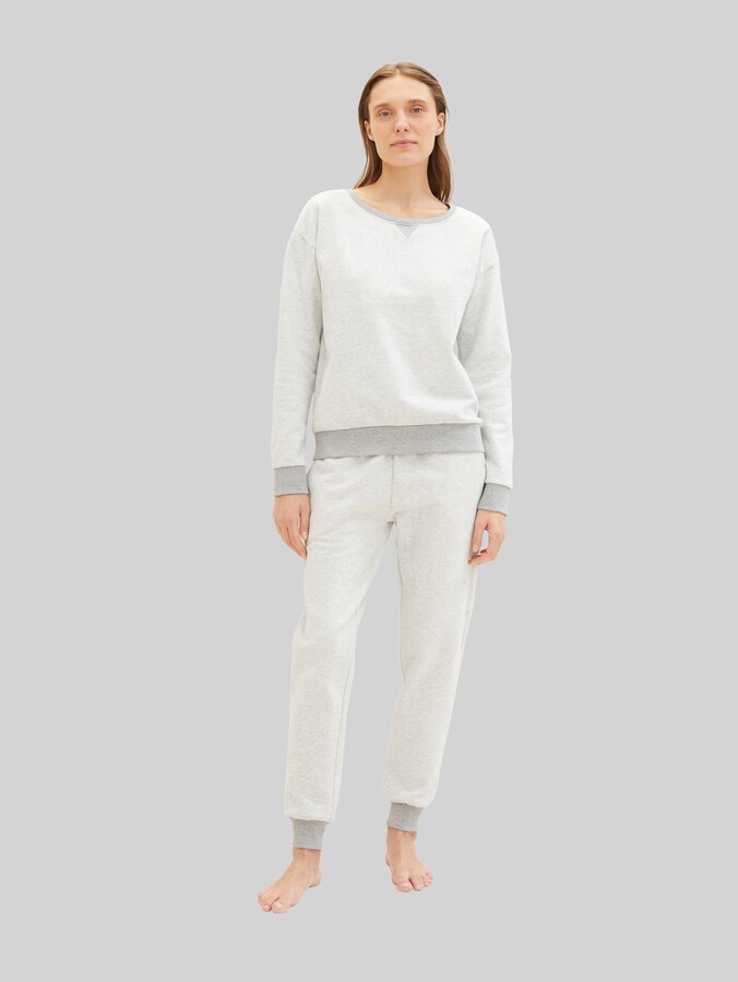Loungewear Sweat-Hose in Melange Optik von Women, weiß-mittel-melange