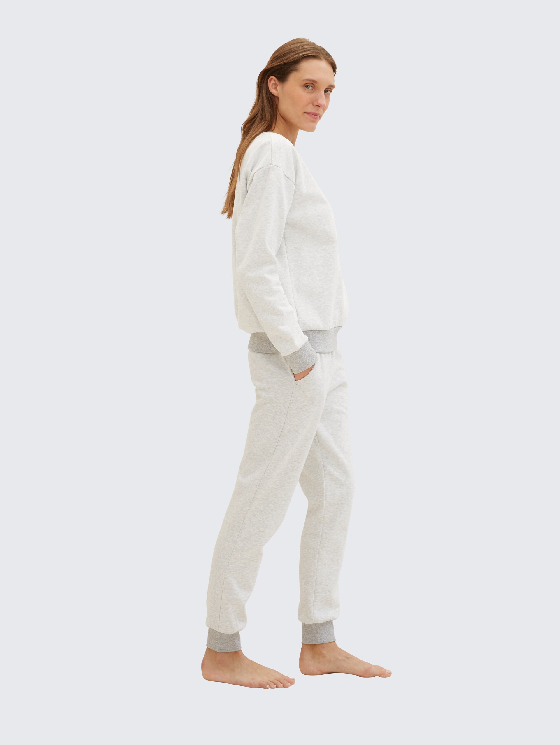 Loungewear Sweat-Hose in Melange Optik - weiß-mittel-melange