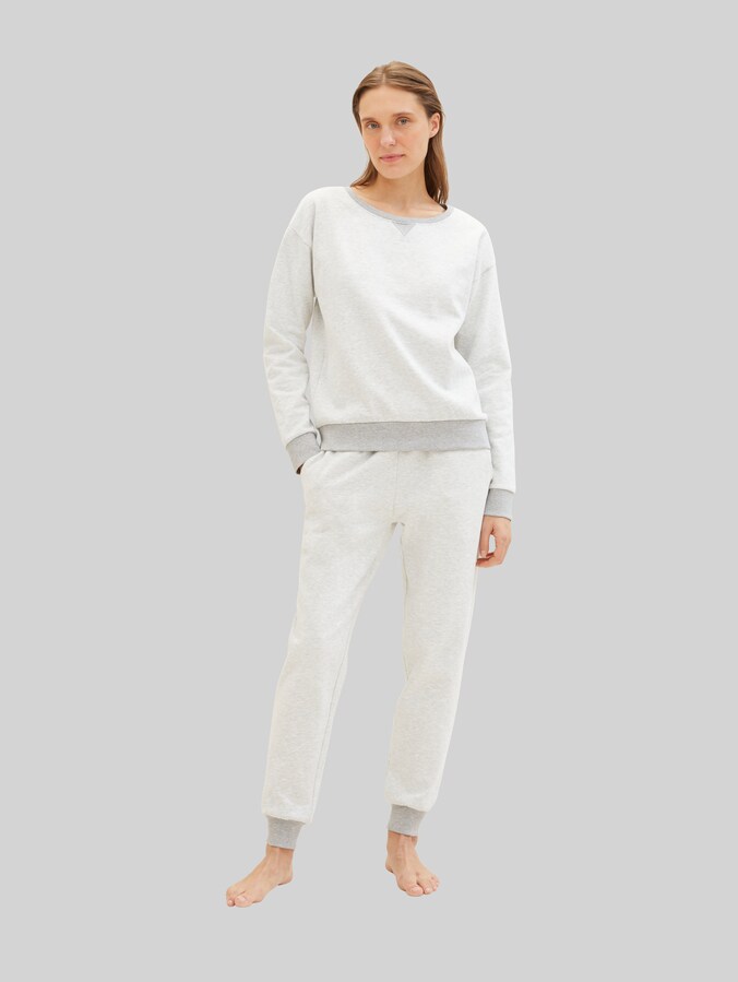 Loungewear Sweat-Hose in Melange Optik von Women, weiß-mittel-melange