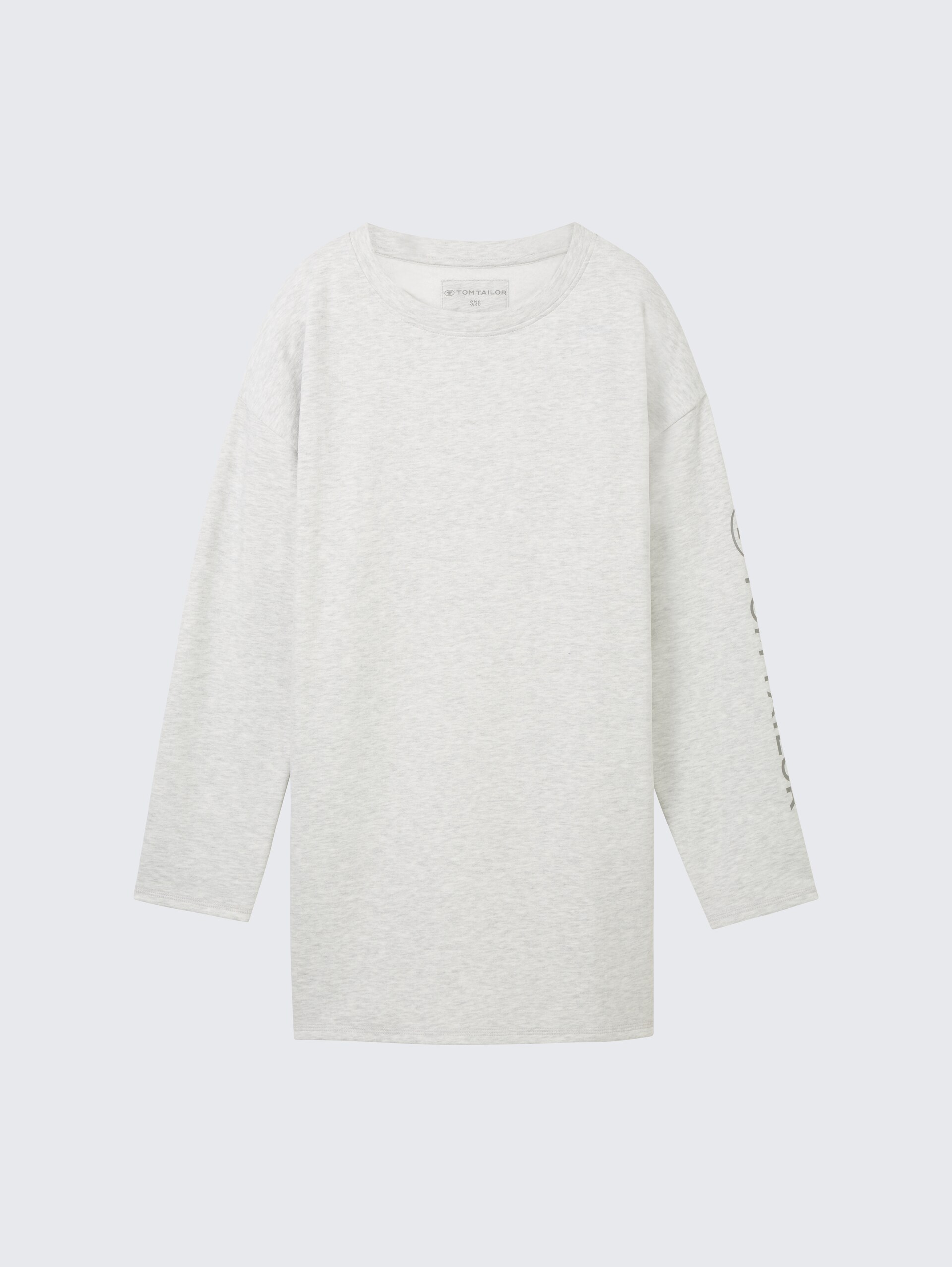 Loungewear oversized Langarmshirt mit Logo-Print - weiß-mittel-melange - Vorder-Produkt-Ansicht