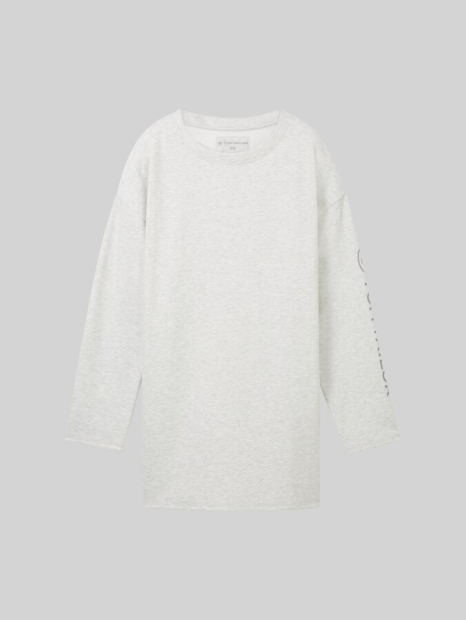 Loungewear T-shirt manches longues oversized avec logo imprimé par Women, weiß-mittel-melange