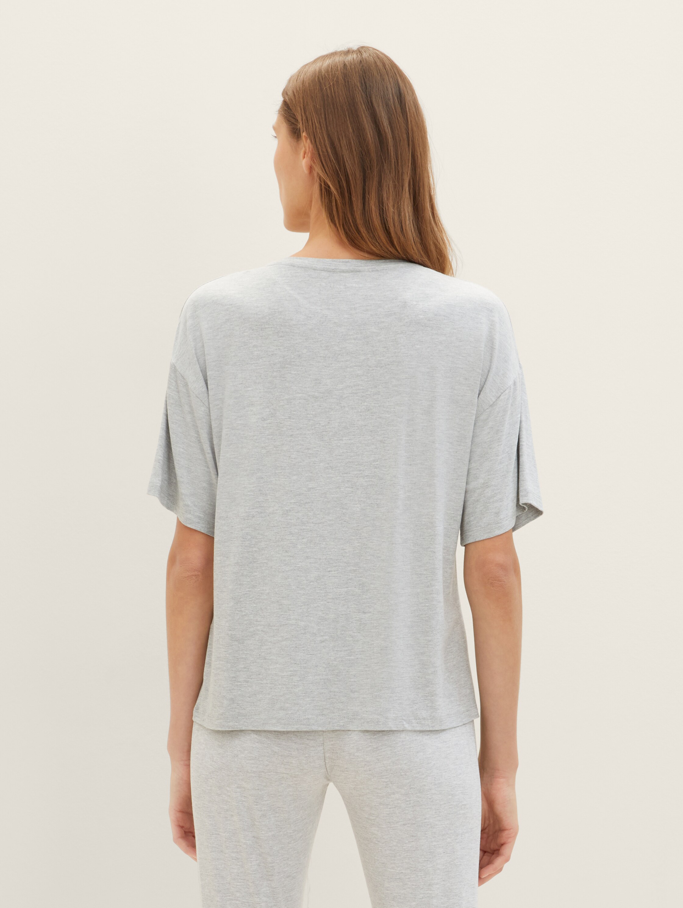 Loungewear T-Shirt in Melange Optik - greymediummelange - 