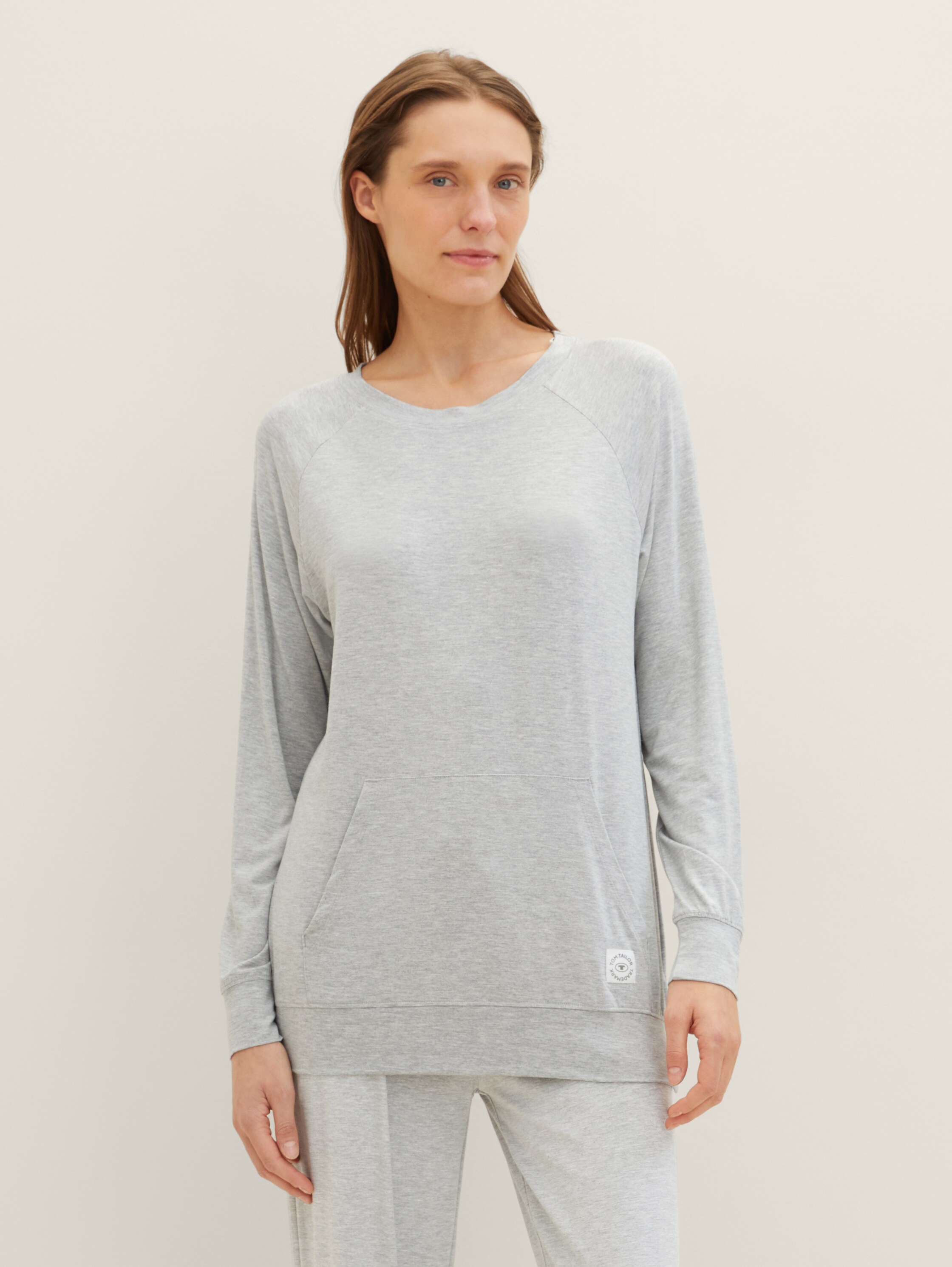 Loungewear Sweatshirt in Melange Optik - greymediummelange - 